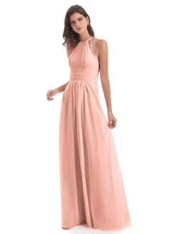 Isla Lace Sheath Halter Floor-Length Bridesmaid Dresses