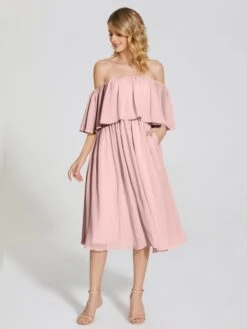 Journee Casual Tea Length Chiffon Bridesmaid Dresses