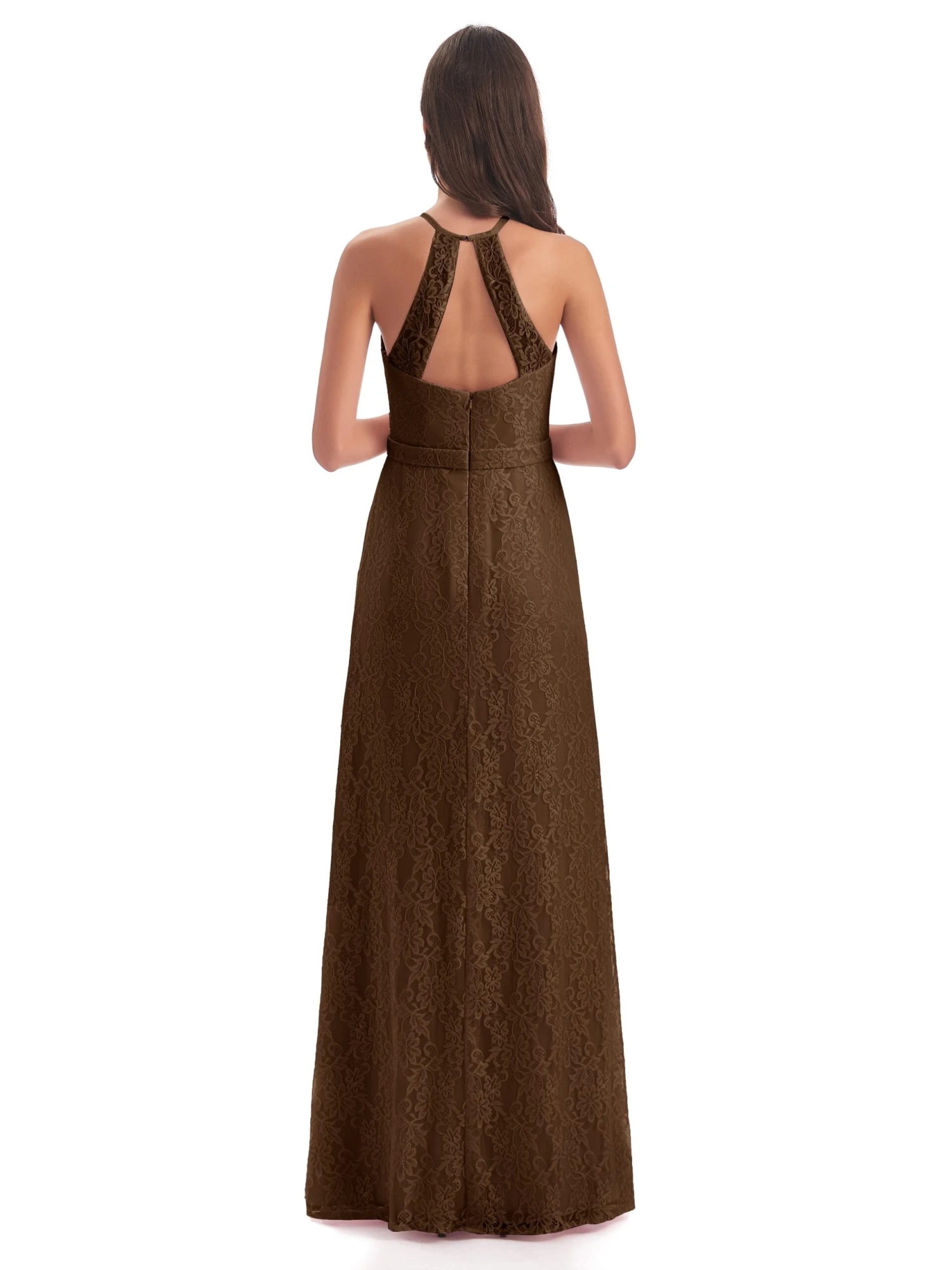 Lily Lace Column Halter Floor-Length Bridesmaid Dresses - Image 19