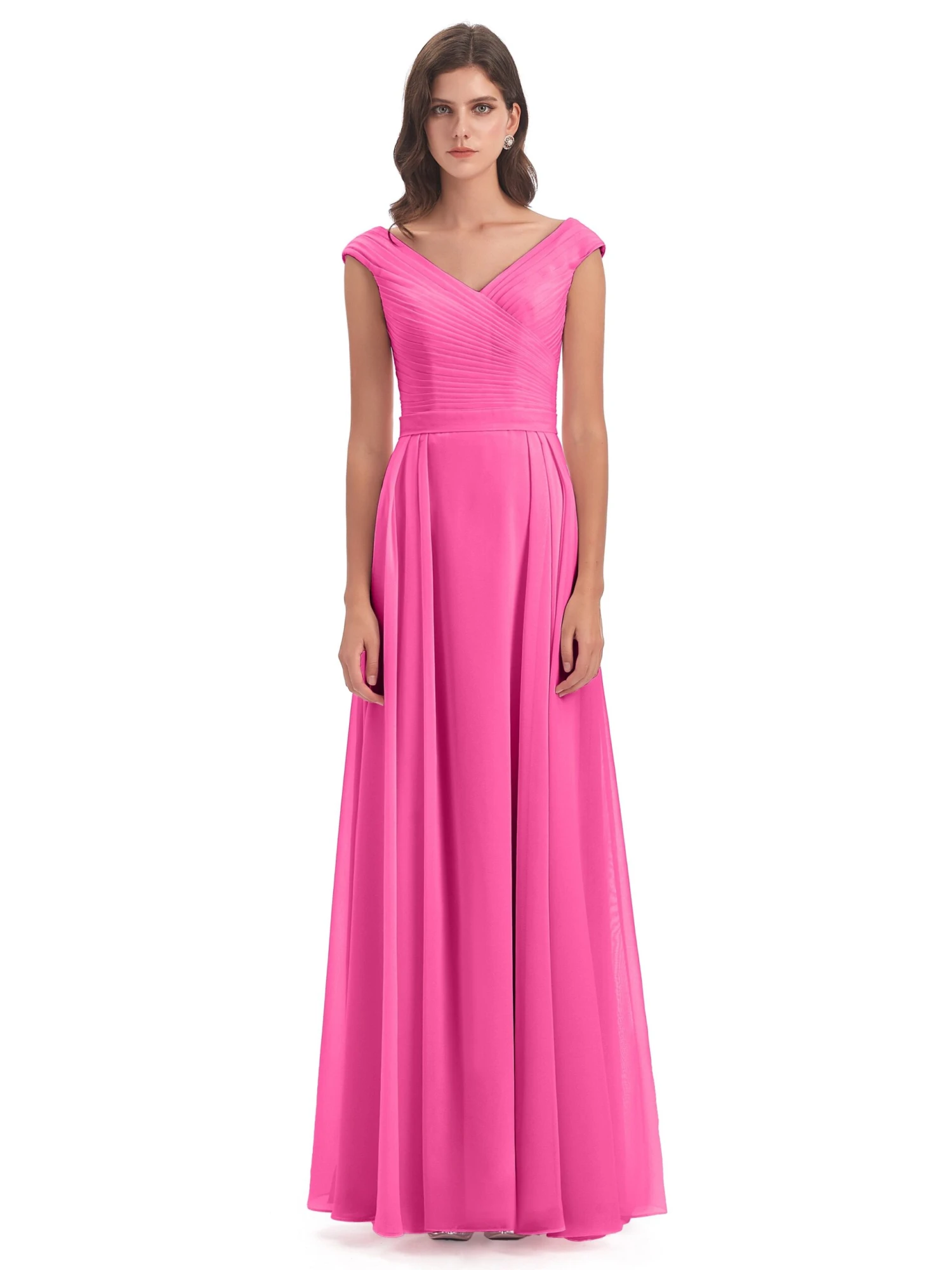 Lyla Beautiful Chiffon A-line V-neck Long Bridesmaid Dresses - Image 5