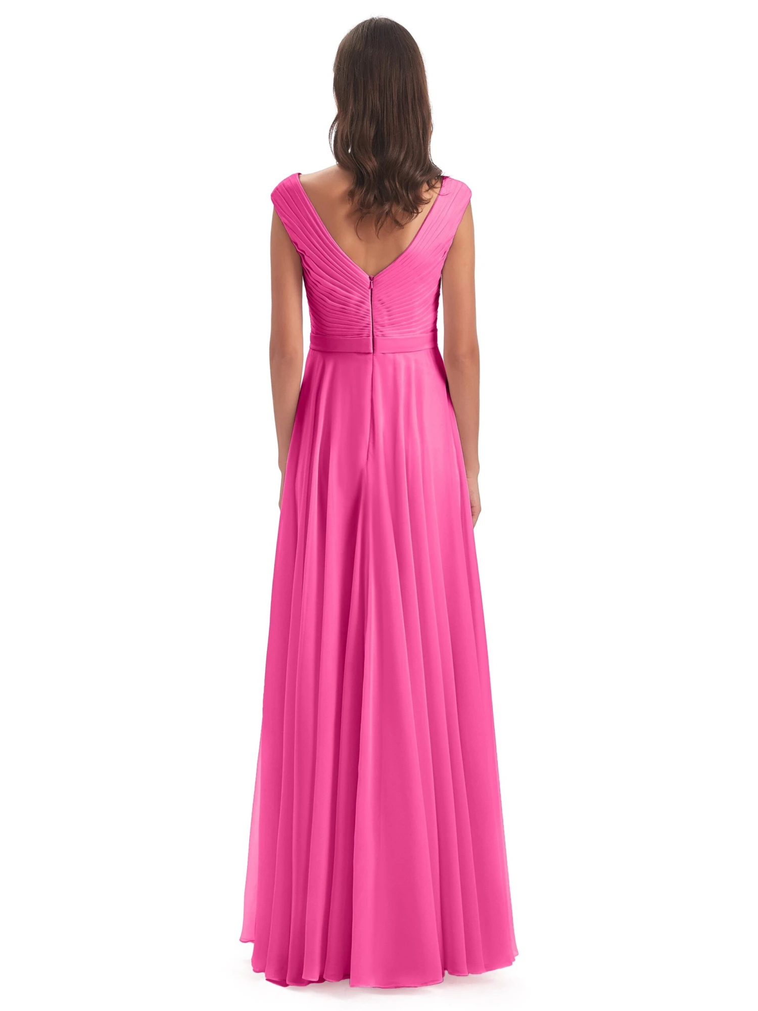 Lyla Beautiful Chiffon A-line V-neck Long Bridesmaid Dresses - Image 6
