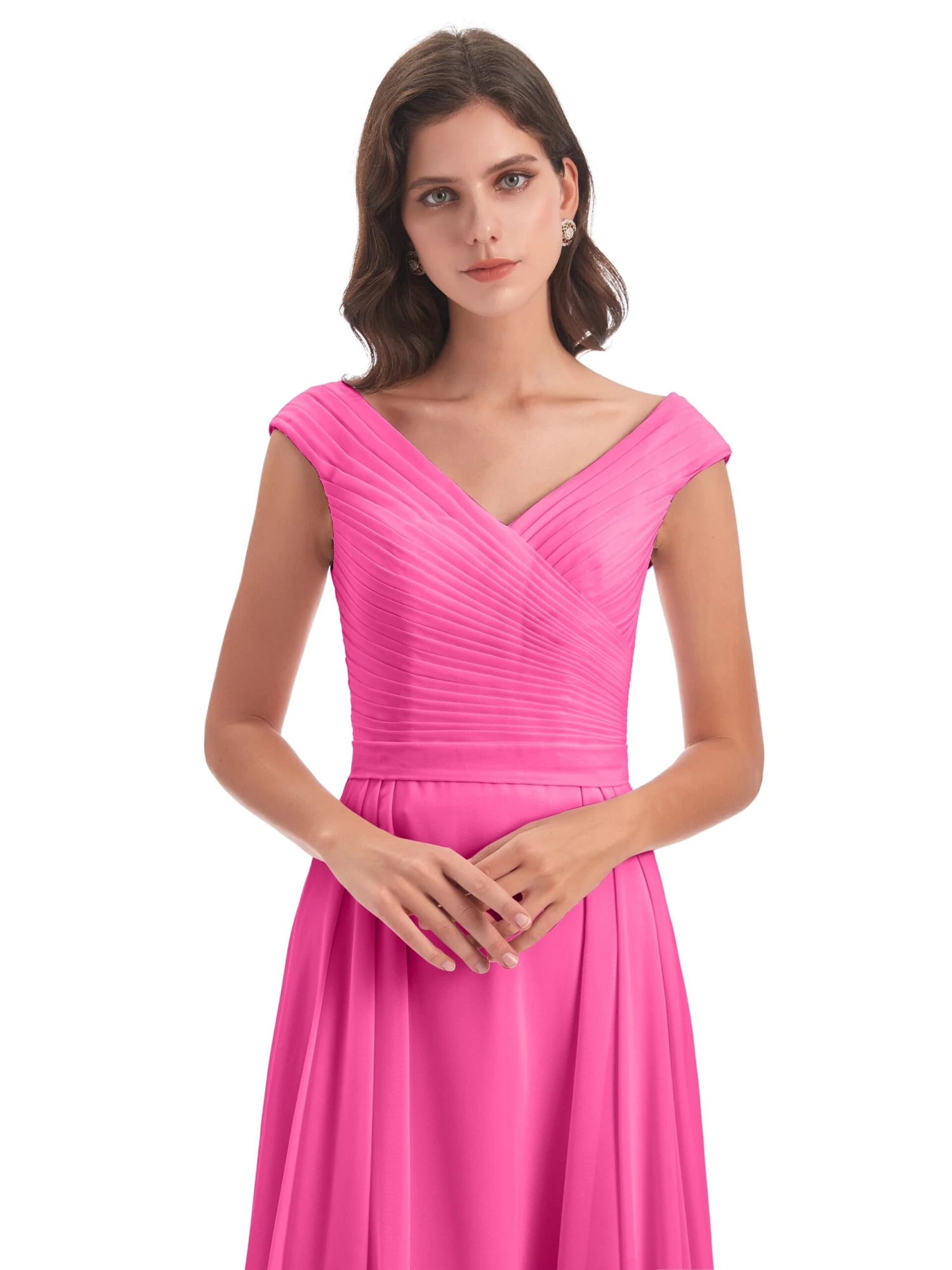 Lyla Beautiful Chiffon A-line V-neck Long Bridesmaid Dresses - Image 7