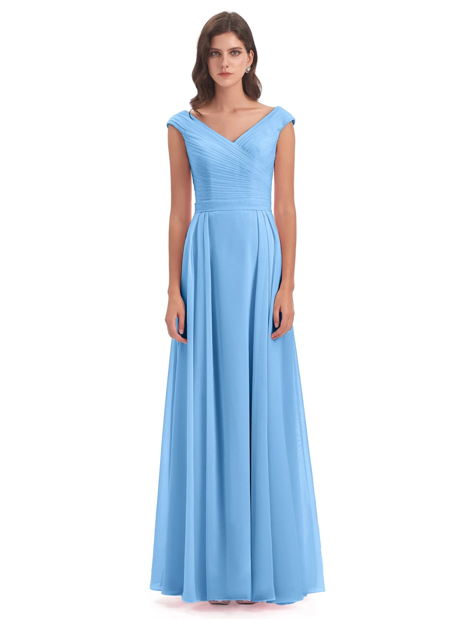Lyla Beautiful Chiffon A-line V-neck Long Bridesmaid Dresses - Image 10