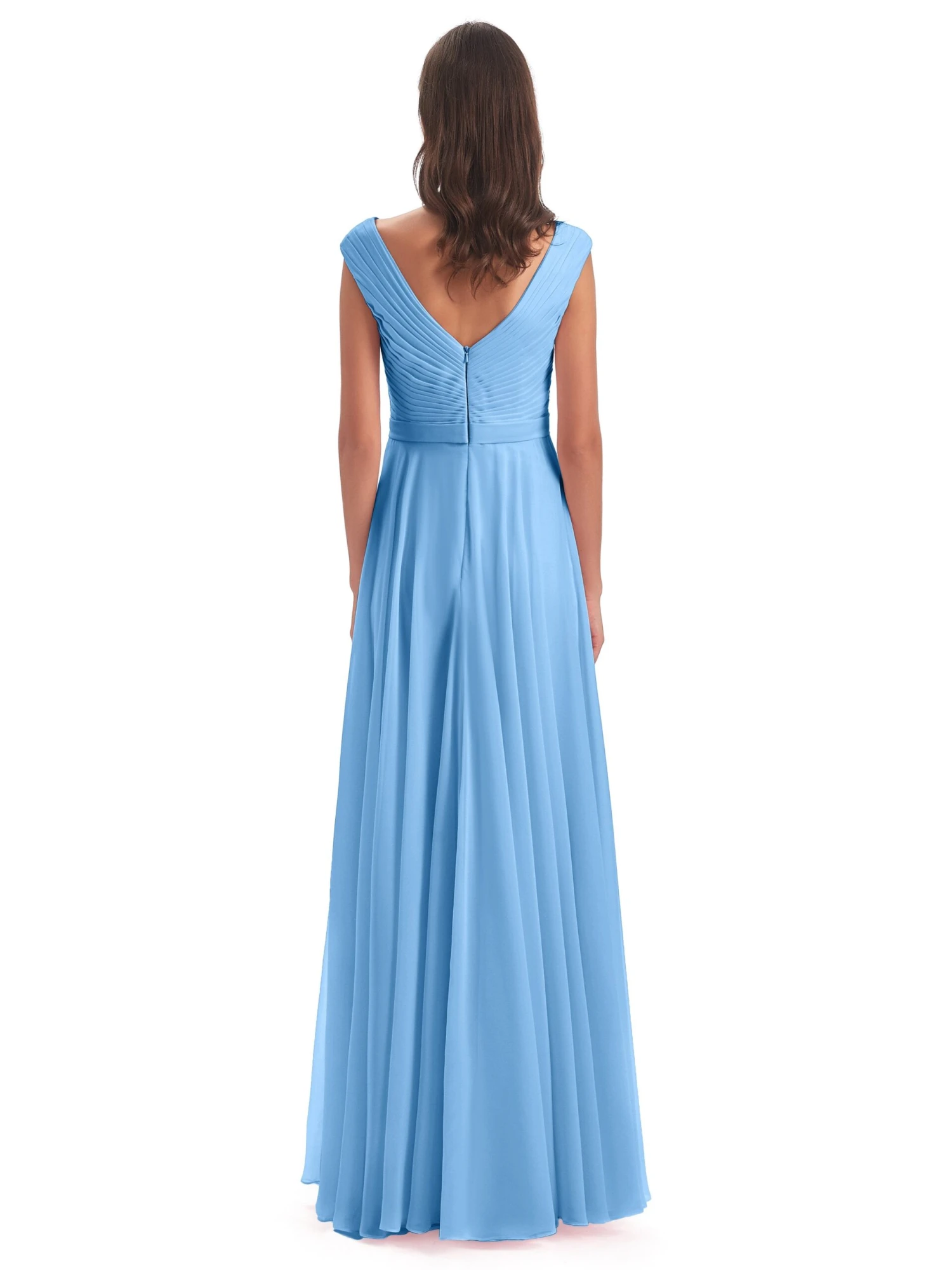 Lyla Beautiful Chiffon A-line V-neck Long Bridesmaid Dresses - Image 11
