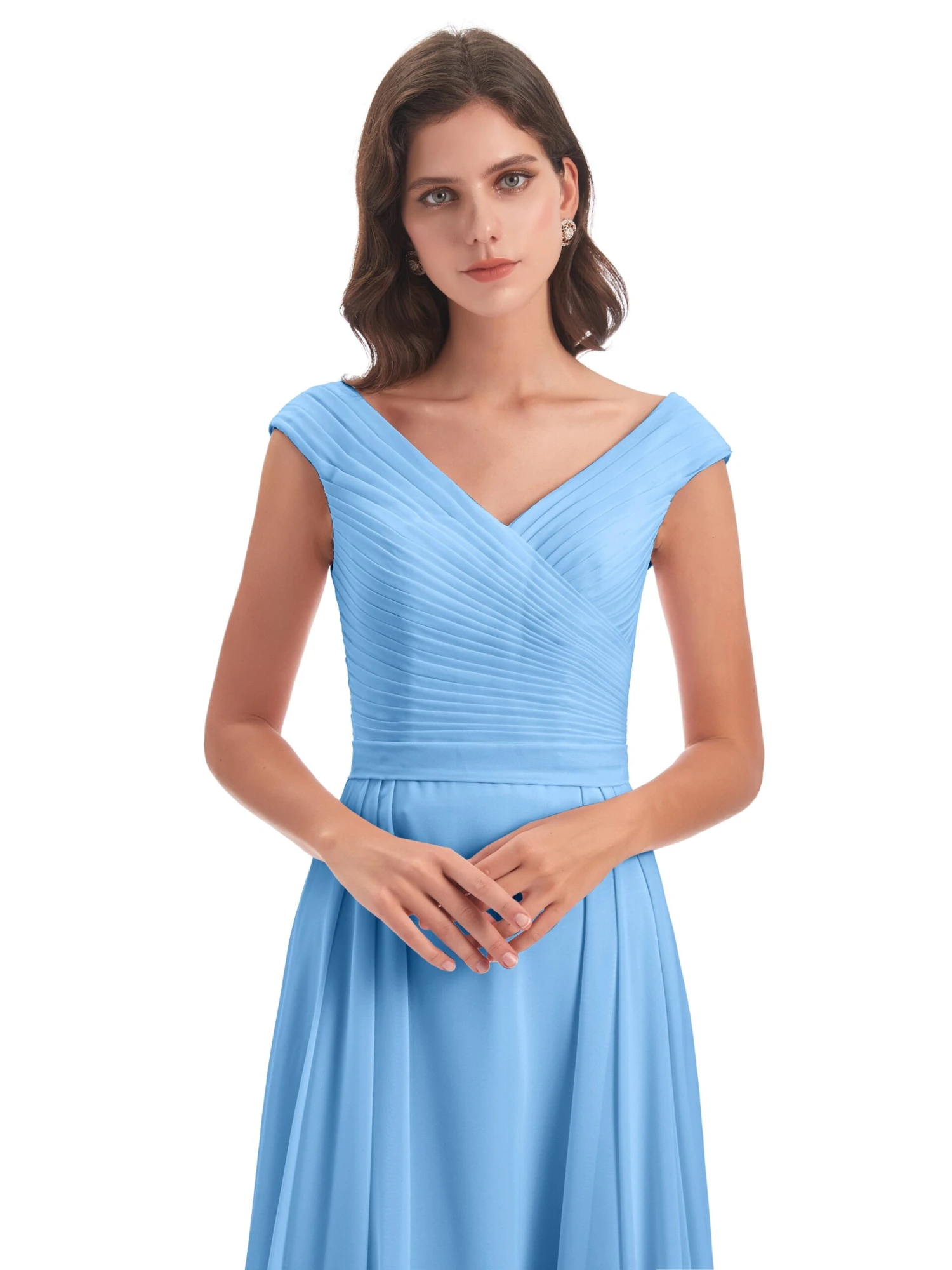 Lyla Beautiful Chiffon A-line V-neck Long Bridesmaid Dresses - Image 12