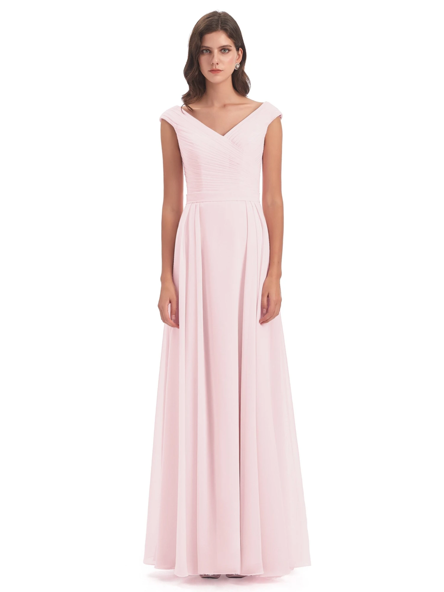 Lyla Beautiful Chiffon A-line V-neck Long Bridesmaid Dresses - Image 14