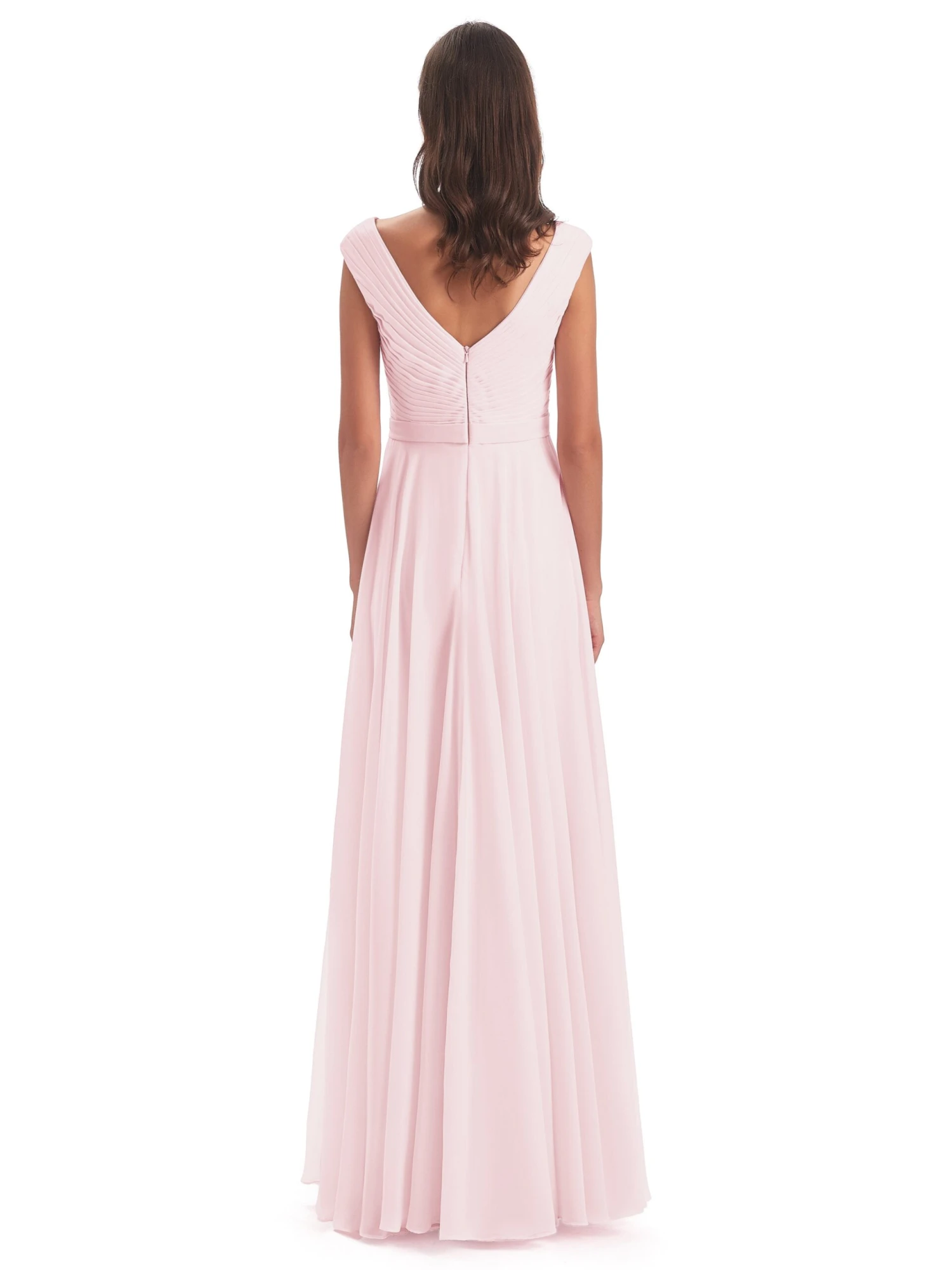 Lyla Beautiful Chiffon A-line V-neck Long Bridesmaid Dresses - Image 15