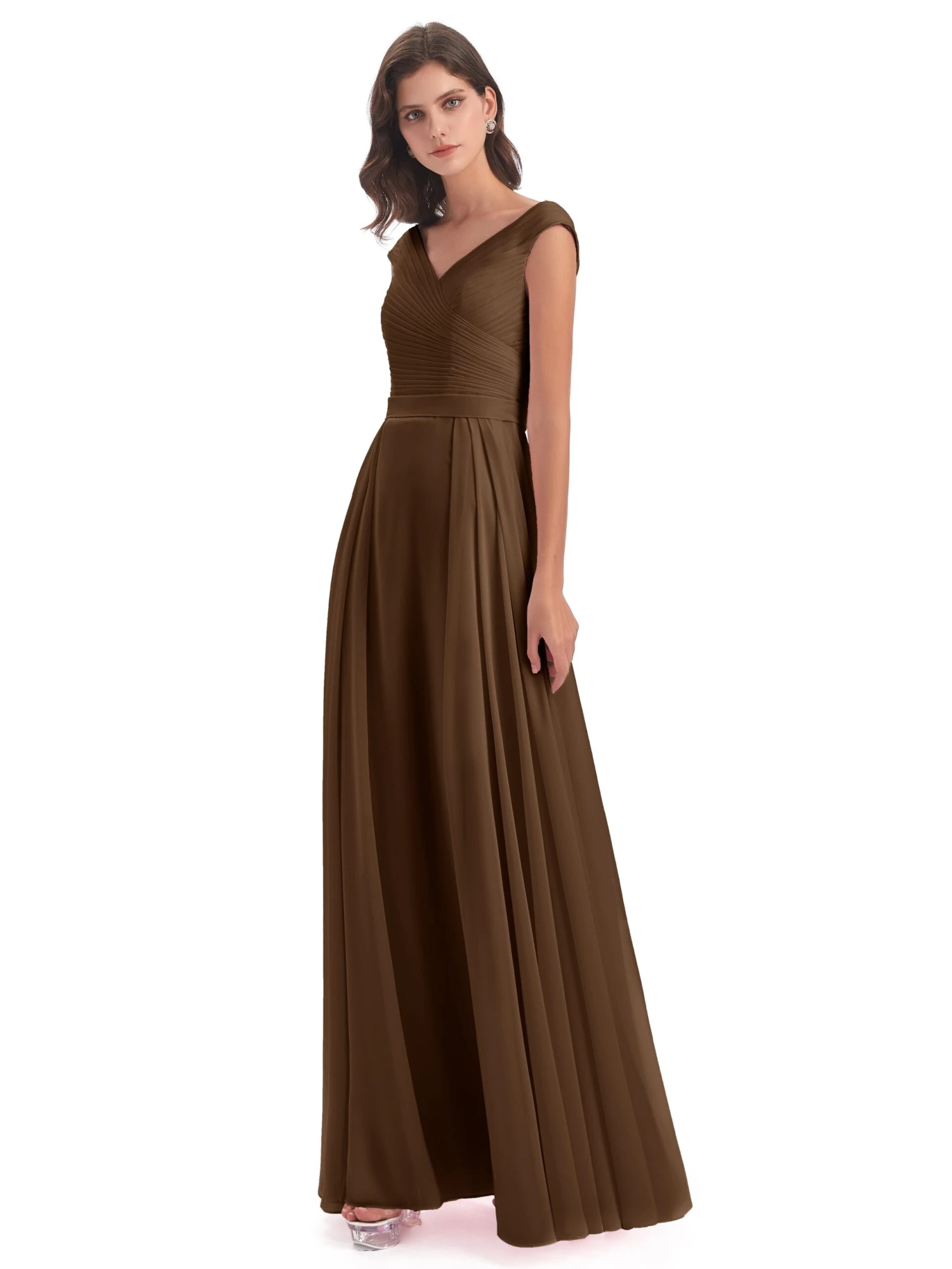 Lyla Beautiful Chiffon A-line V-neck Long Bridesmaid Dresses - Image 17