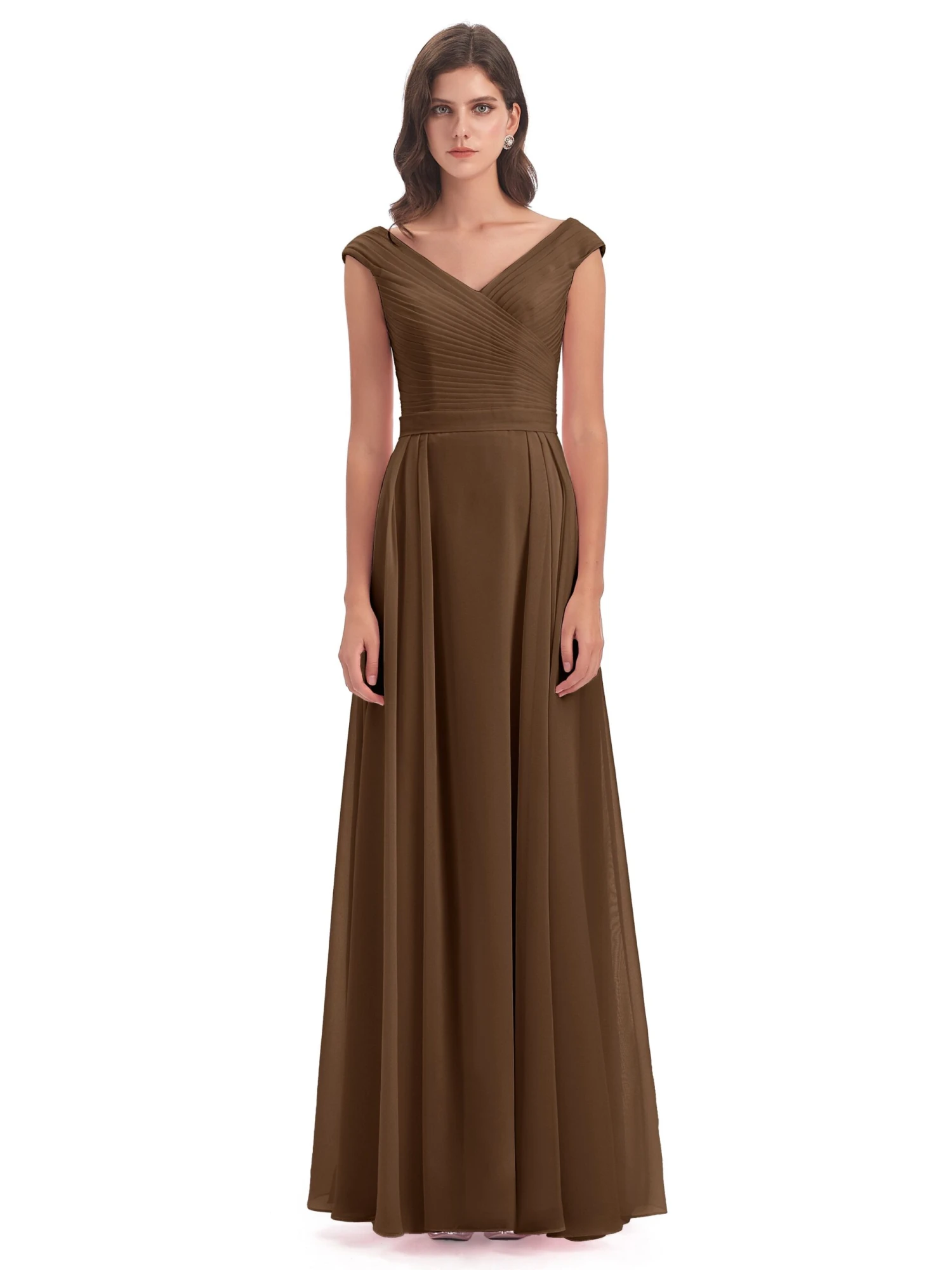 Lyla Beautiful Chiffon A-line V-neck Long Bridesmaid Dresses - Image 18