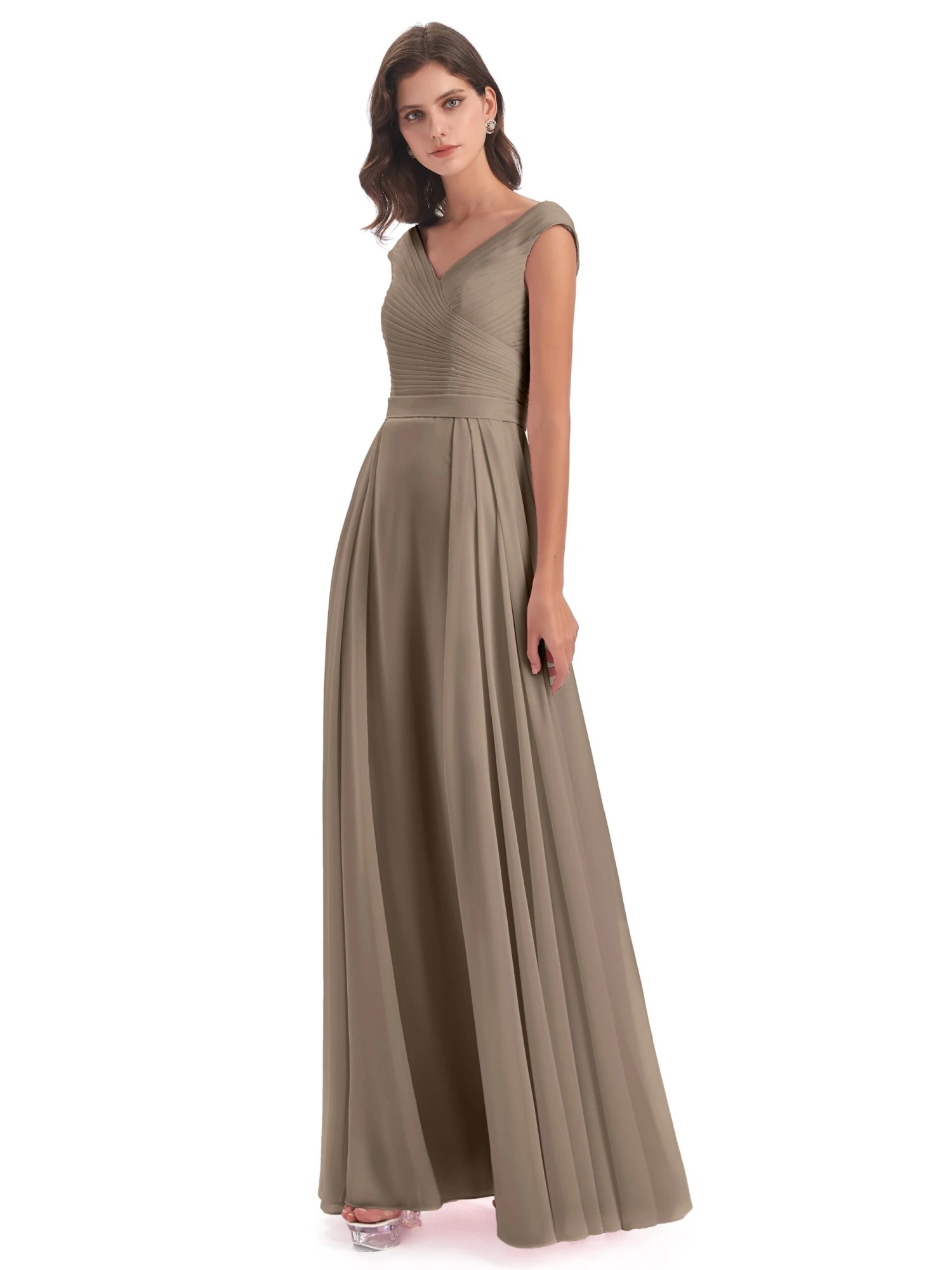 Lyla Beautiful Chiffon A-line V-neck Long Bridesmaid Dresses - Image 3