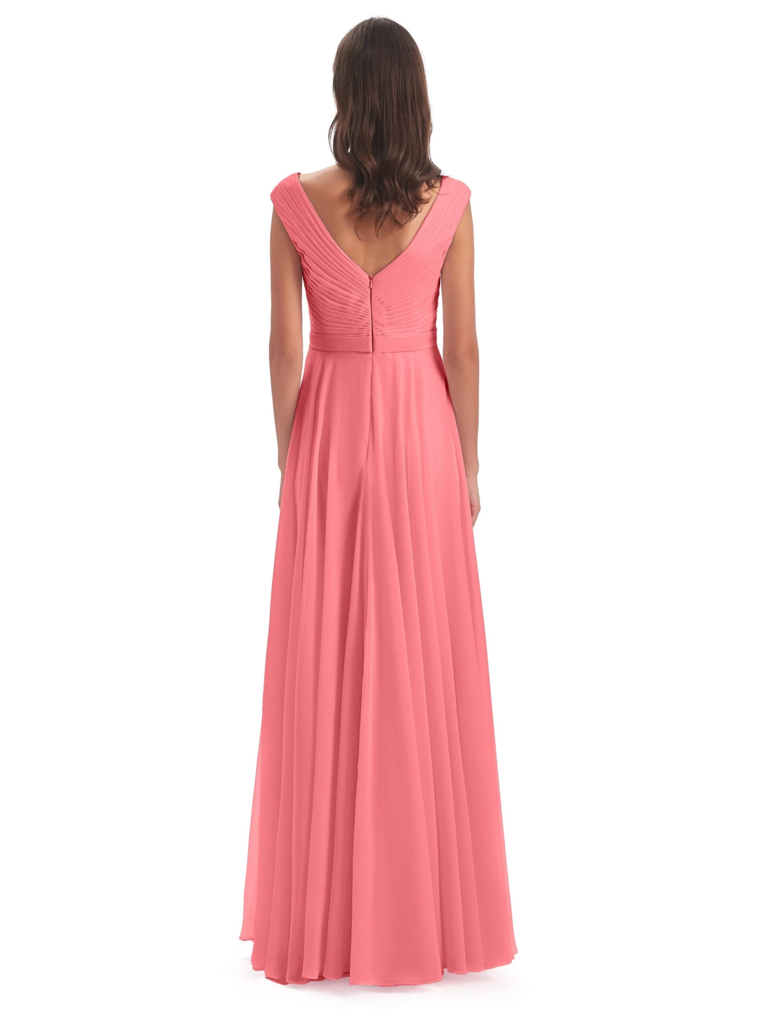 Lyla Beautiful Chiffon A-line V-neck Long Bridesmaid Dresses - Image 2