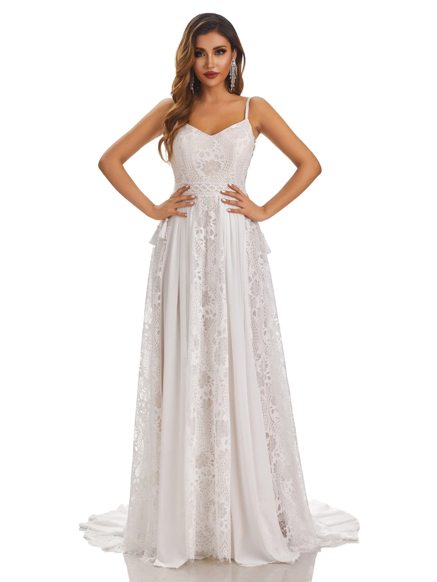 Mckenna Boho Spaghetti Straps Wedding Dresses With Tassel