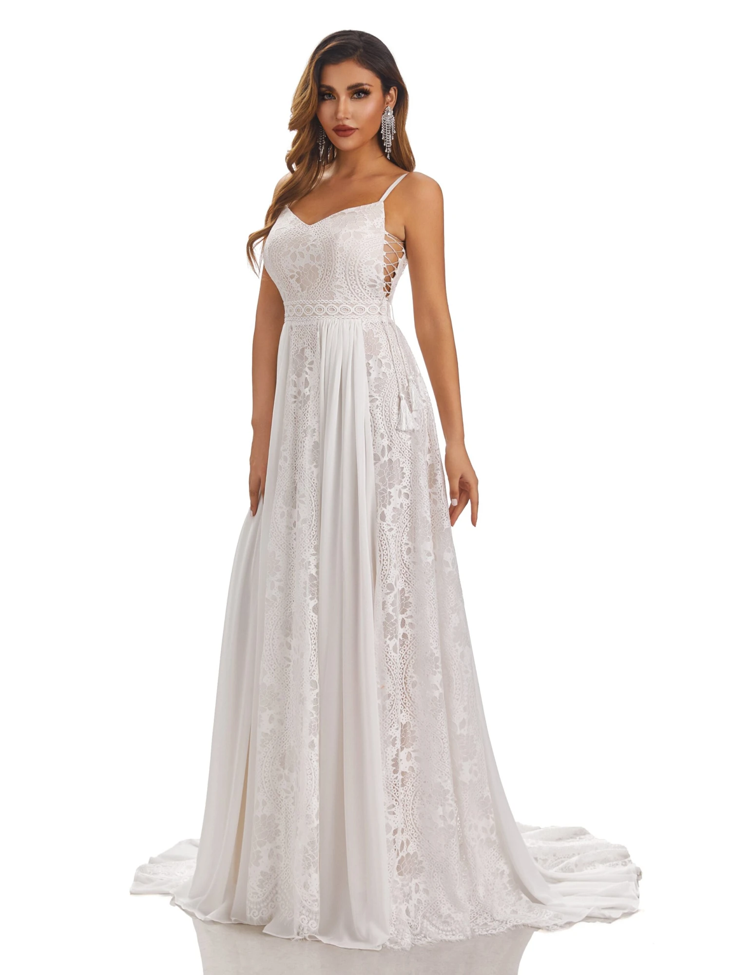 Mckenna Boho Spaghetti Straps Wedding Dresses With Tassel - Image 2
