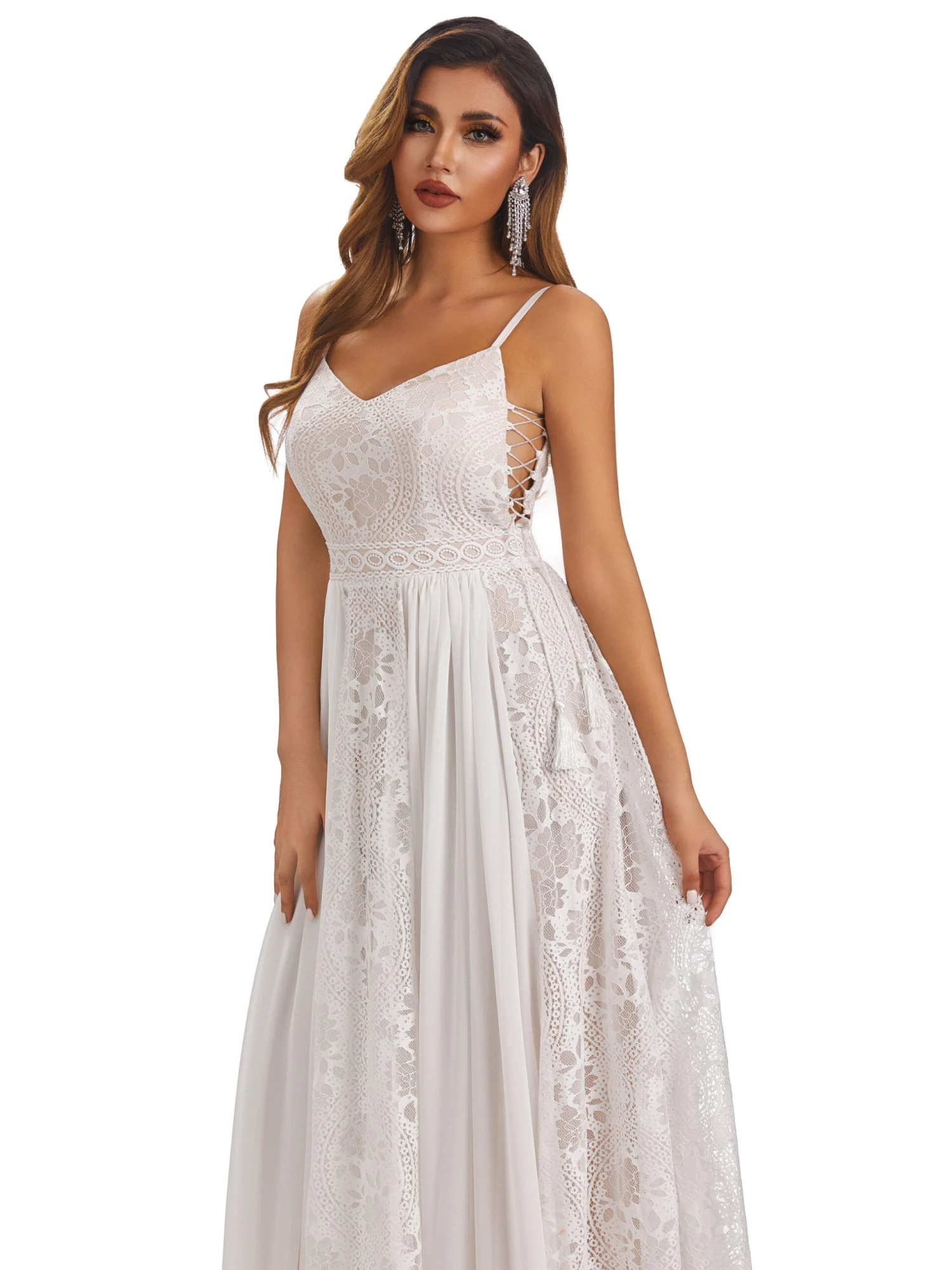 Mckenna Boho Spaghetti Straps Wedding Dresses With Tassel - Image 4