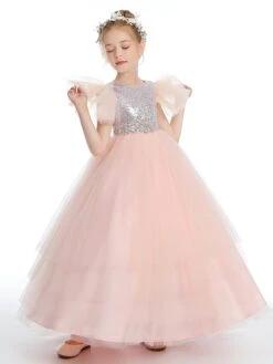 Pretty Sequins Flower Girl Dress With Belt