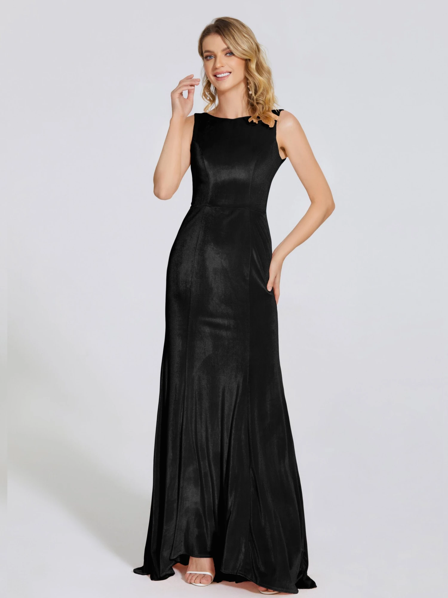 Rebecca Vintage Scoop Neck Velvet Bridesmaid Dresses - Image 9