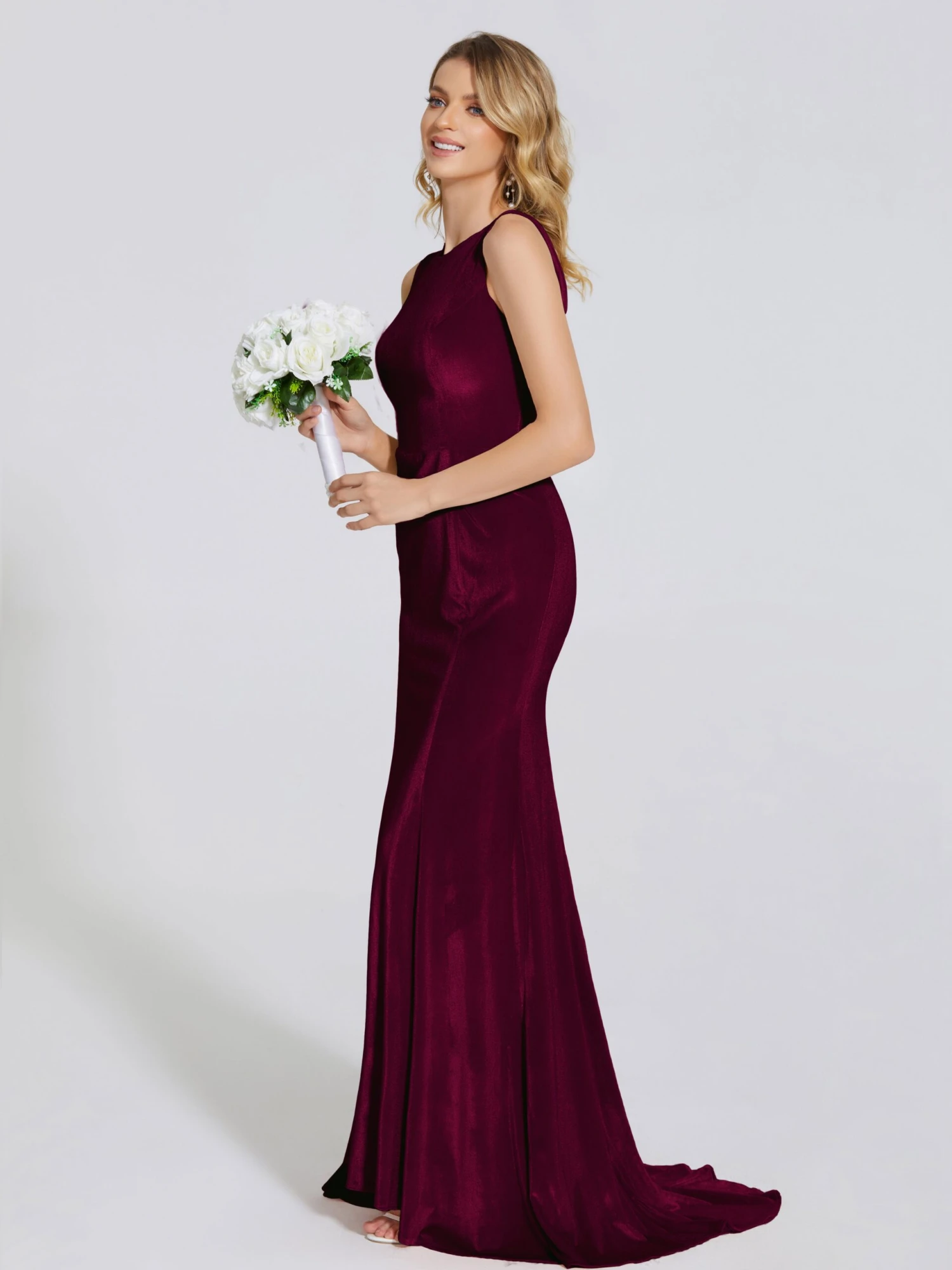 Rebecca Vintage Scoop Neck Velvet Bridesmaid Dresses - Image 14