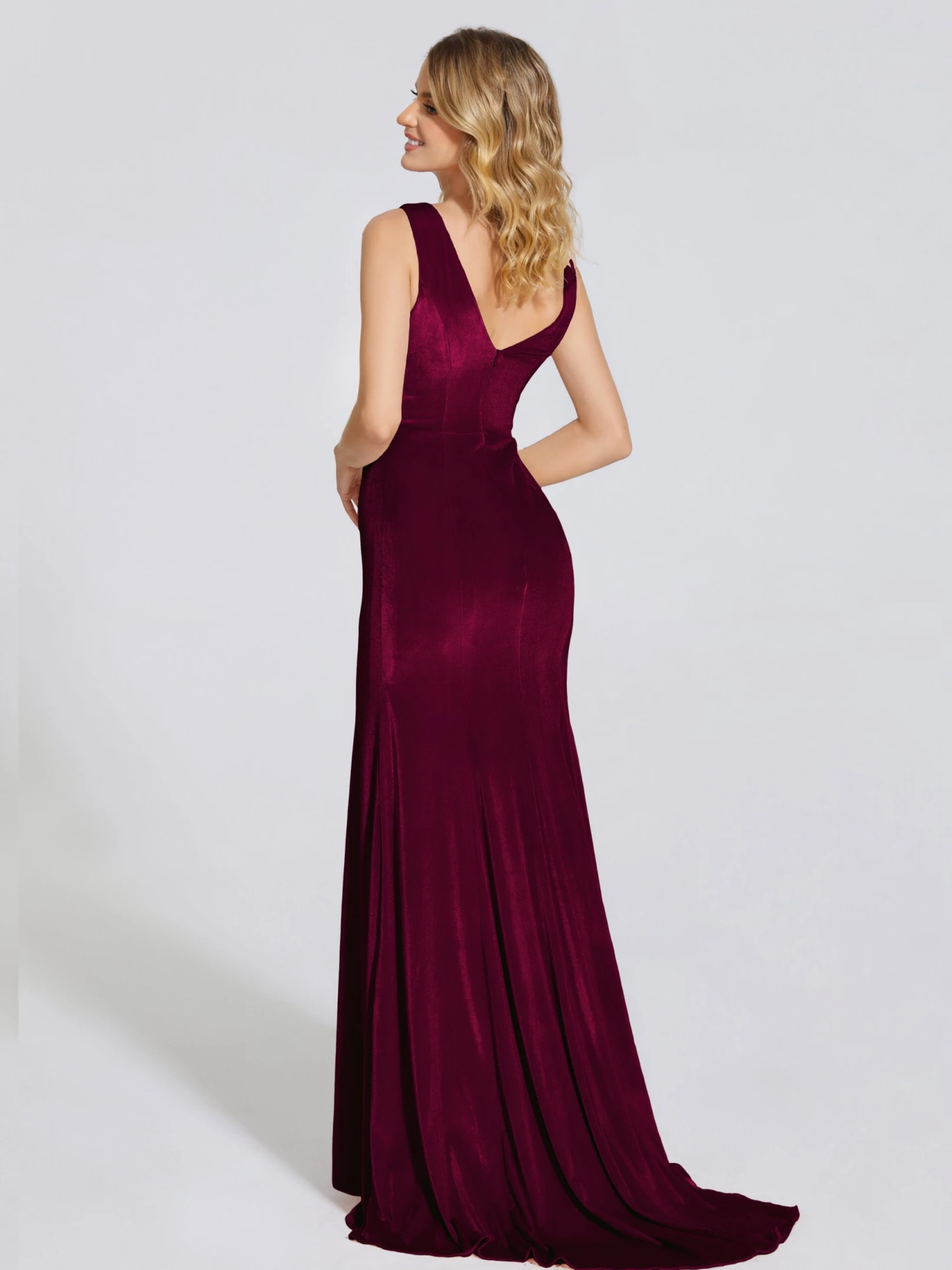 Rebecca Vintage Scoop Neck Velvet Bridesmaid Dresses - Image 15