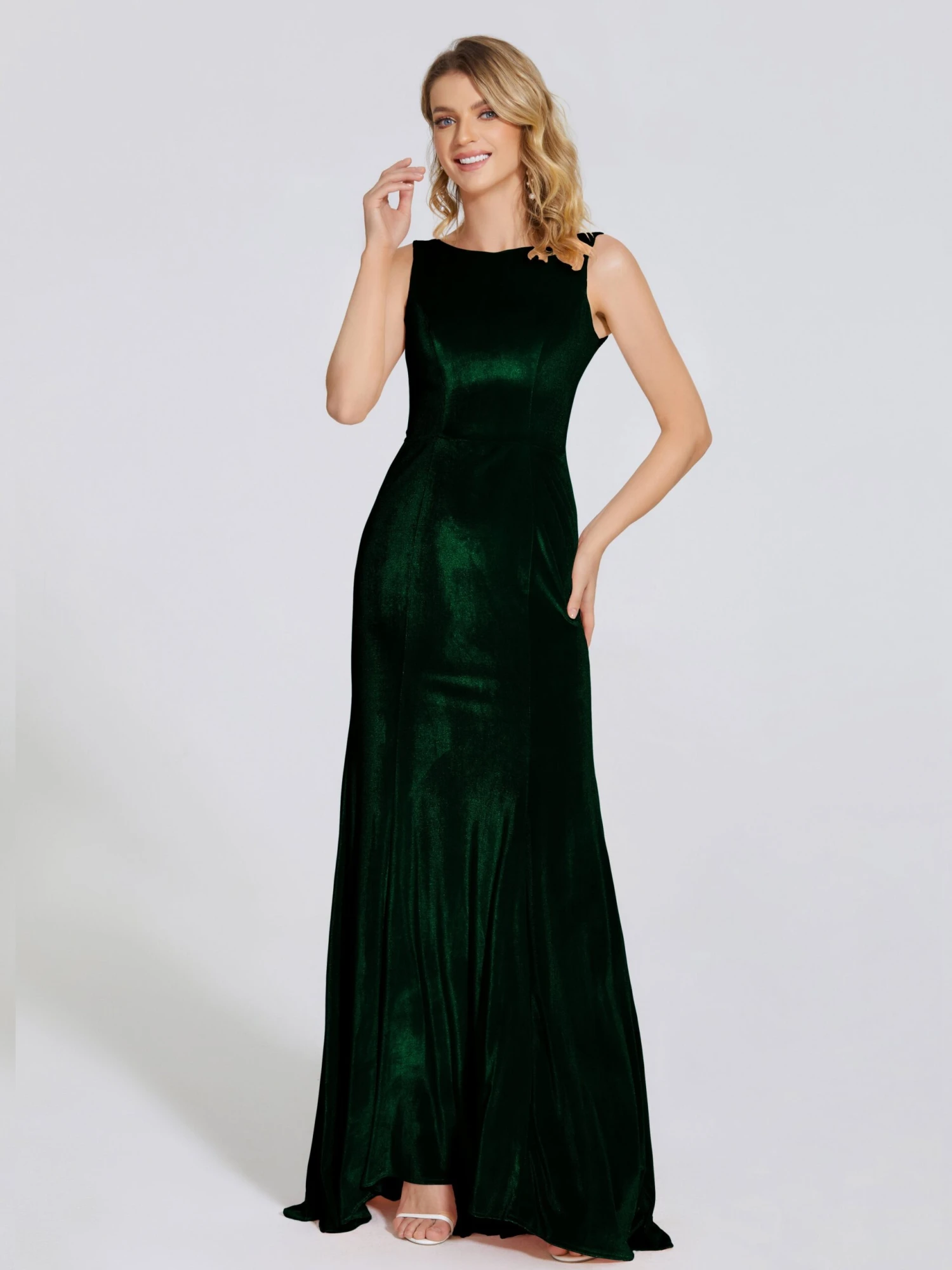Rebecca Vintage Scoop Neck Velvet Bridesmaid Dresses - Image 2