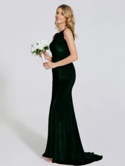 Rebecca Vintage Scoop Neck Velvet Bridesmaid Dresses