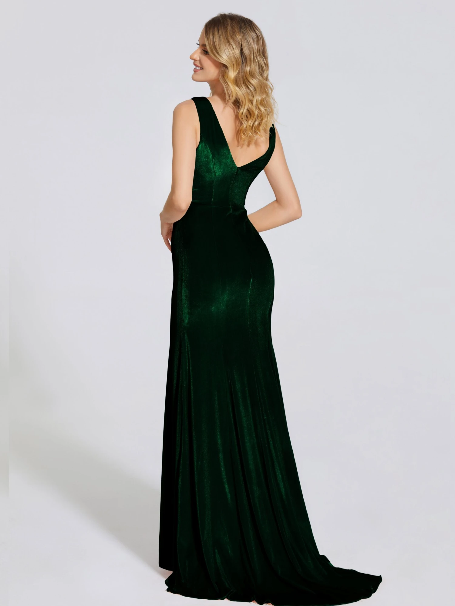 Rebecca Vintage Scoop Neck Velvet Bridesmaid Dresses - Image 3
