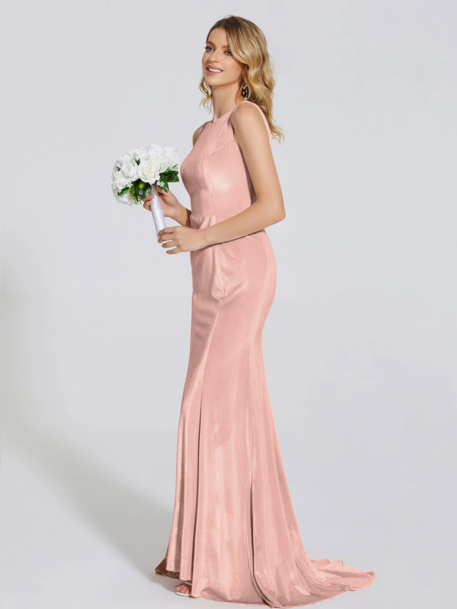 Rebecca Vintage Scoop Neck Velvet Bridesmaid Dresses - Image 5