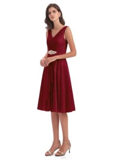 Sophie Affordable Chiffon V-neck Knee-Length Bridesmaid Dresses