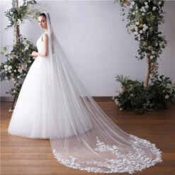 New One-Tier Three-dimensional 3 Meters Long Chapel Veil UK TS91X44