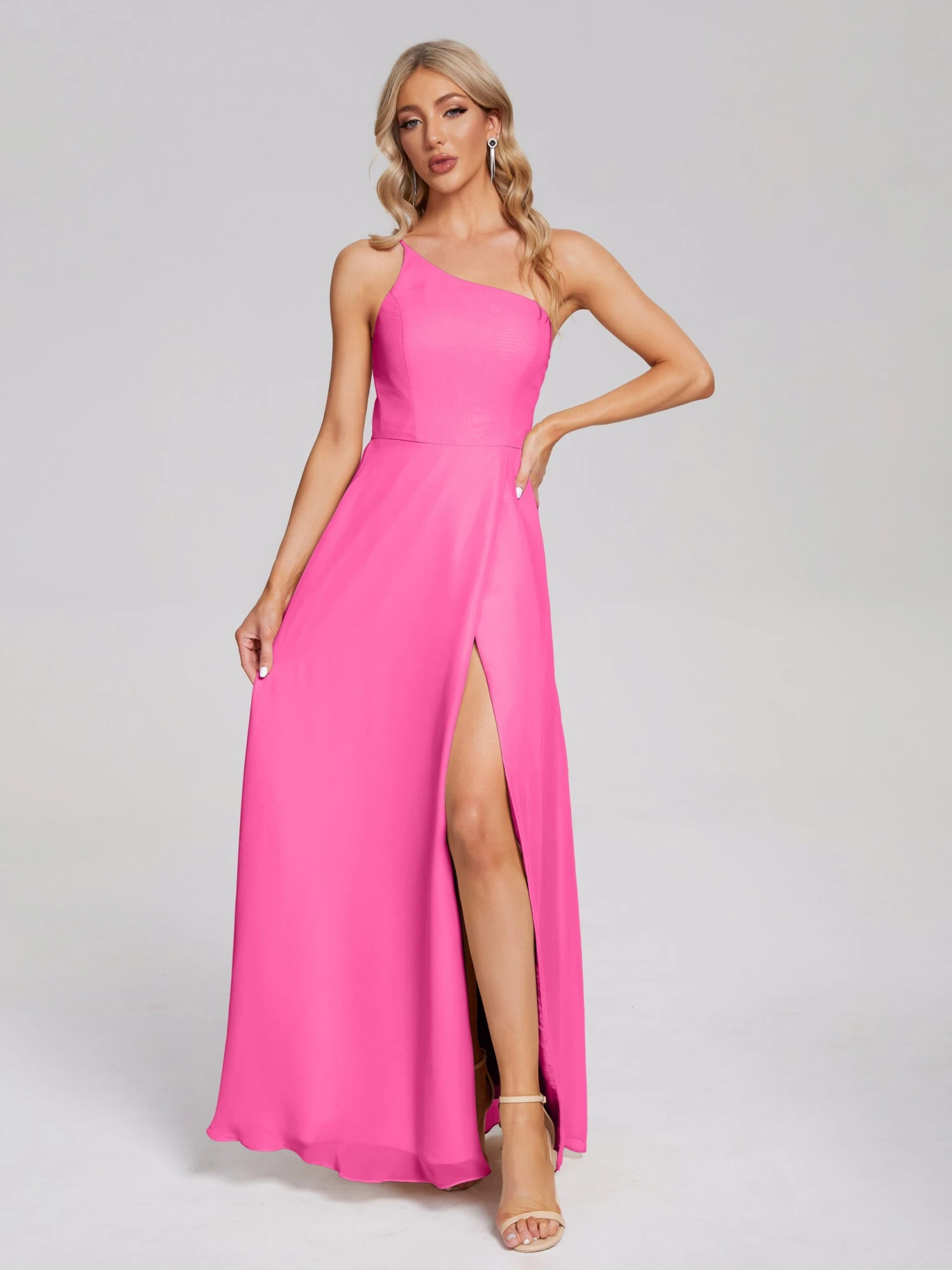 Talia Simple One-Shoulder Chiffon Bridesmaid Dresses - Image 4