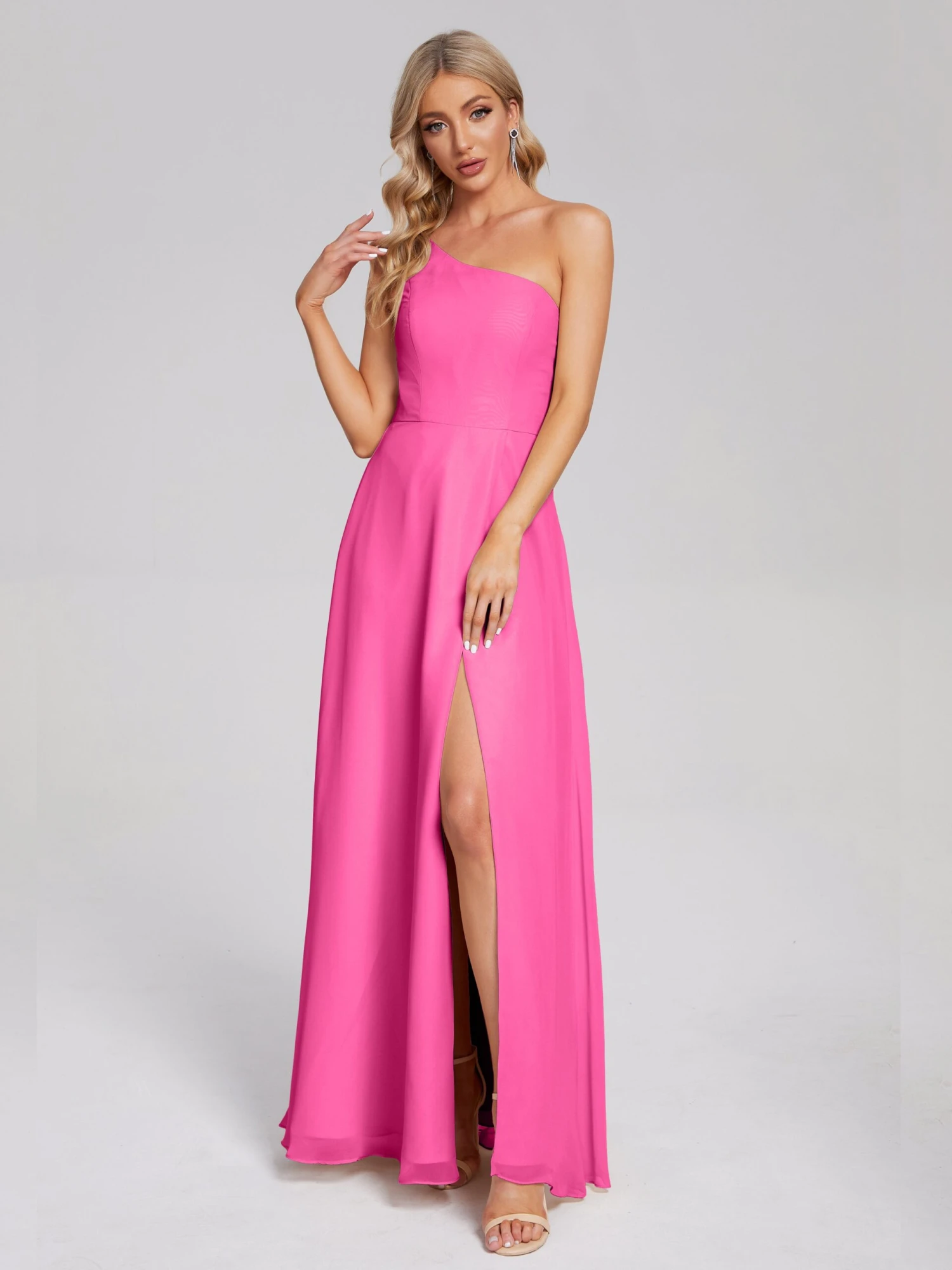 Talia Simple One-Shoulder Chiffon Bridesmaid Dresses - Image 5