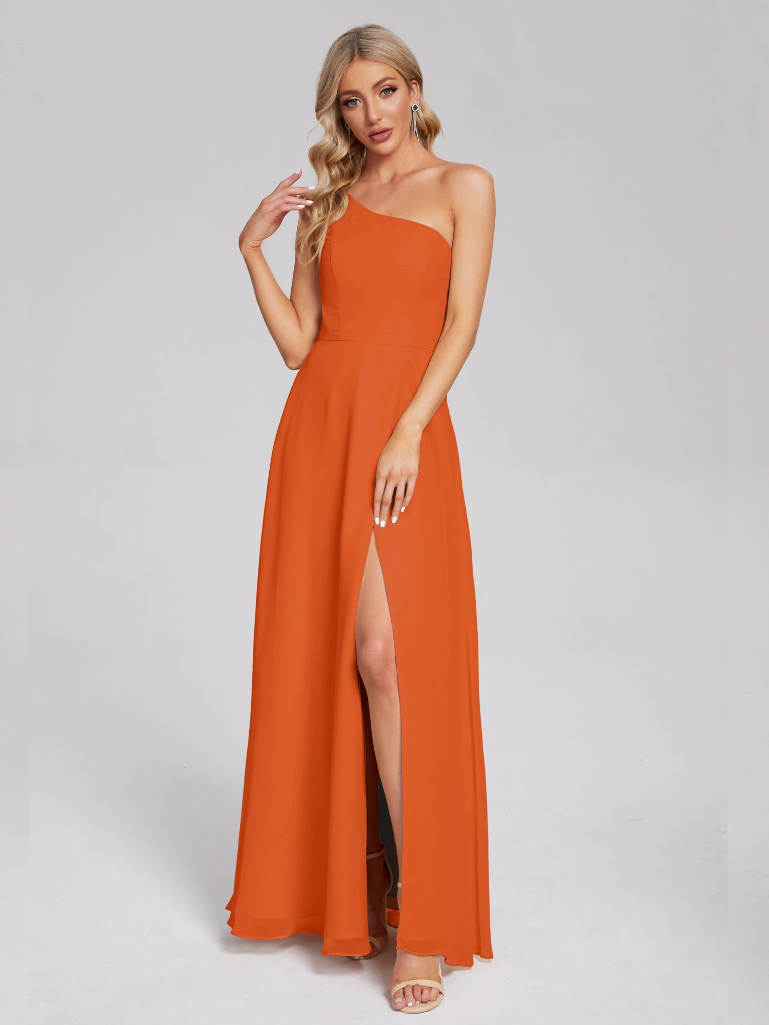 Talia Simple One-Shoulder Chiffon Bridesmaid Dresses - Image 2