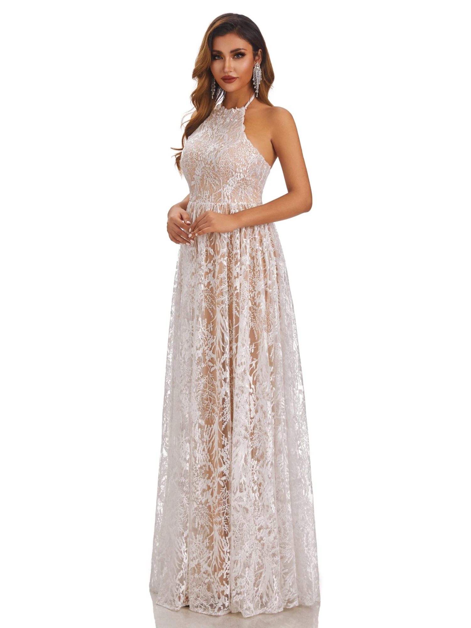 Tessa Charming Ball-Gown Lace Halter Wedding Dresses - Image 2