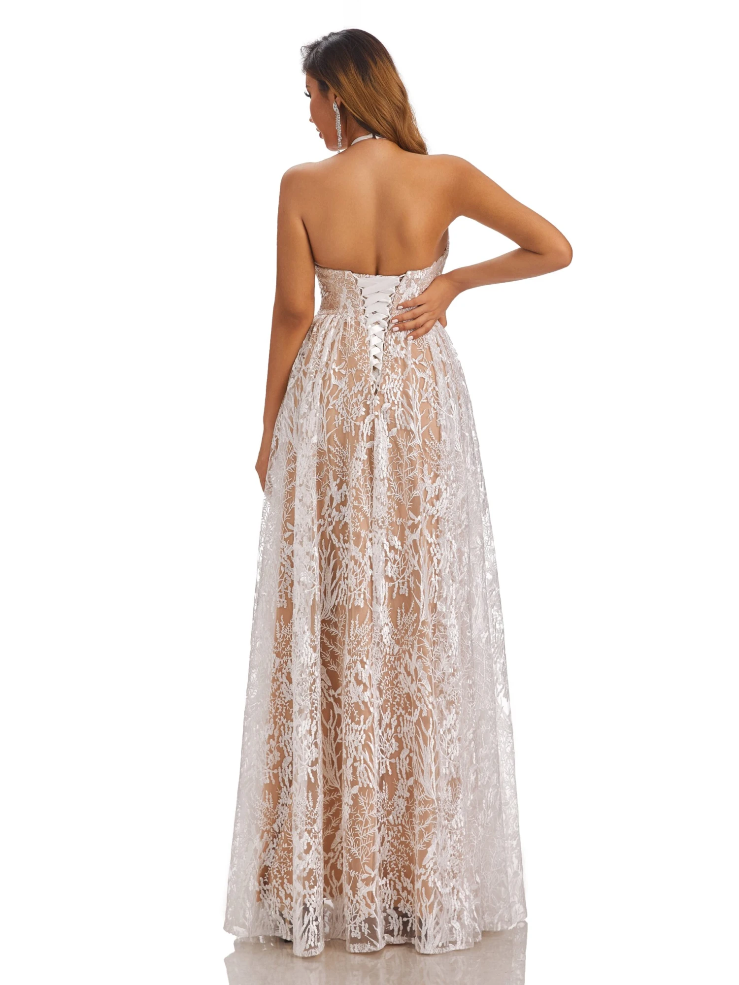 Tessa Charming Ball-Gown Lace Halter Wedding Dresses - Image 3