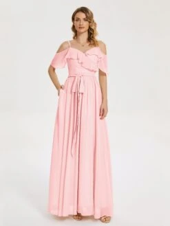 Thea Drape Sleeves Chiffon Bridesmaid Dresses