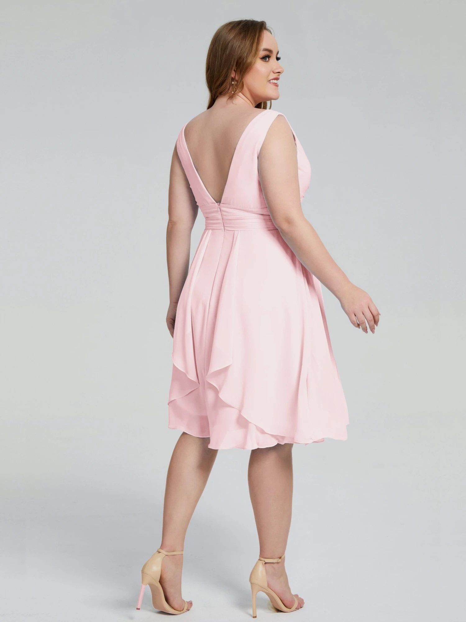 Callie Elegant Plus Size V-neck Chiffon Bridesmaid Dresses - Image 16