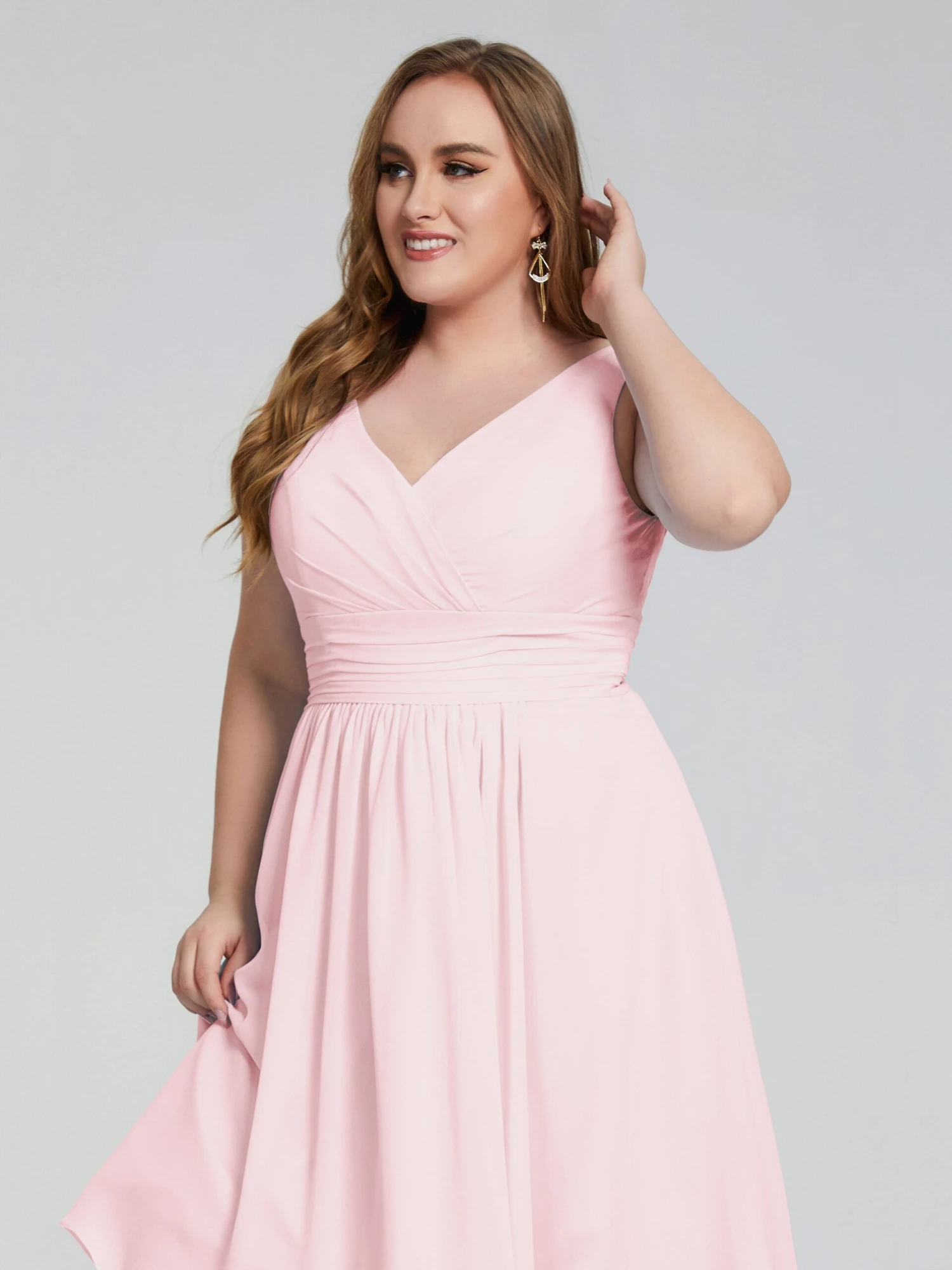 Callie Elegant Plus Size V-neck Chiffon Bridesmaid Dresses - Image 17