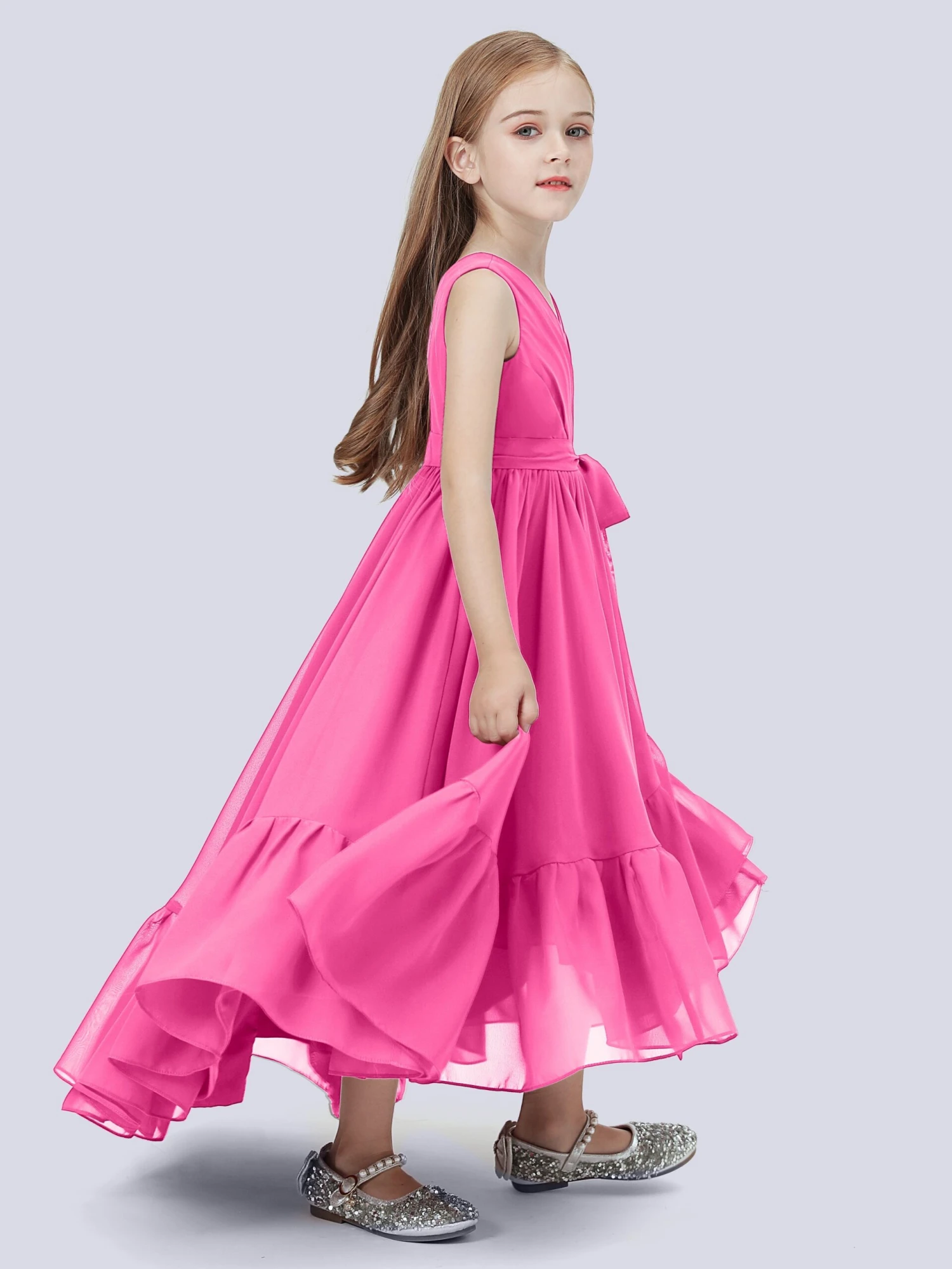 Chiffon High-Low Junior Bridesmaid Dress - Image 20