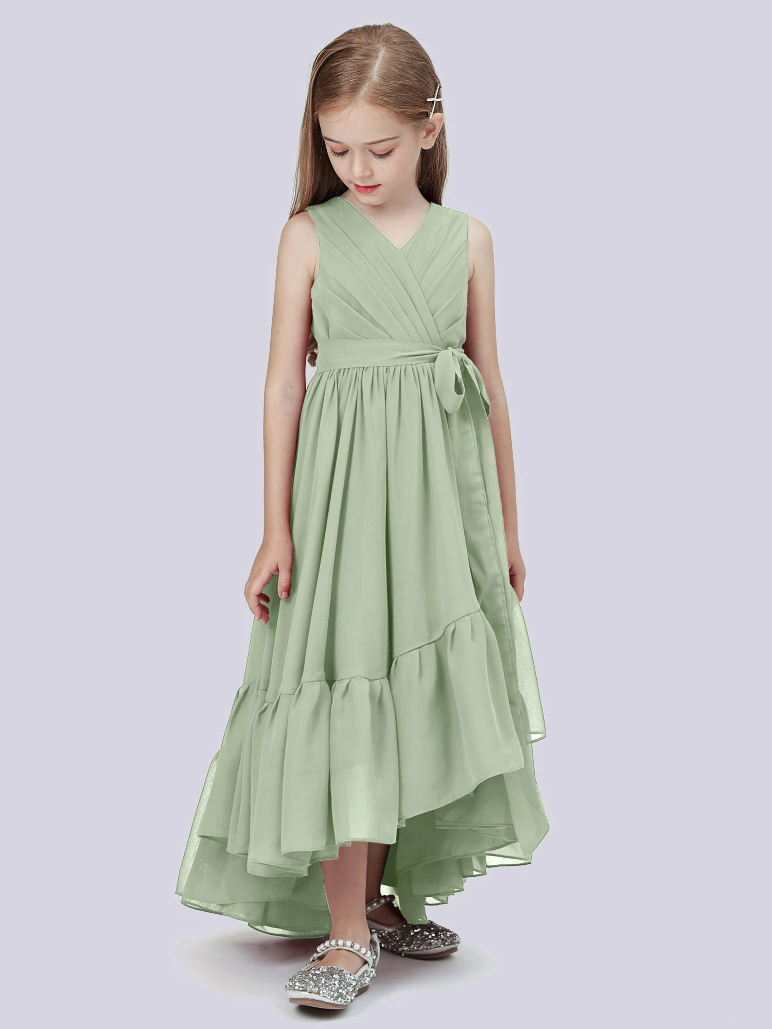 Chiffon High-Low Junior Bridesmaid Dress - Image 2