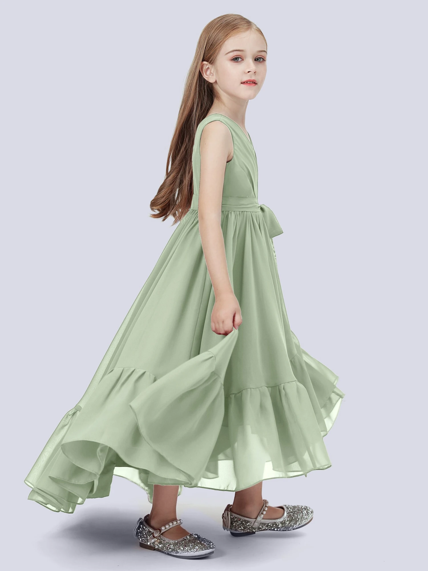 Chiffon High-Low Junior Bridesmaid Dress - Image 4