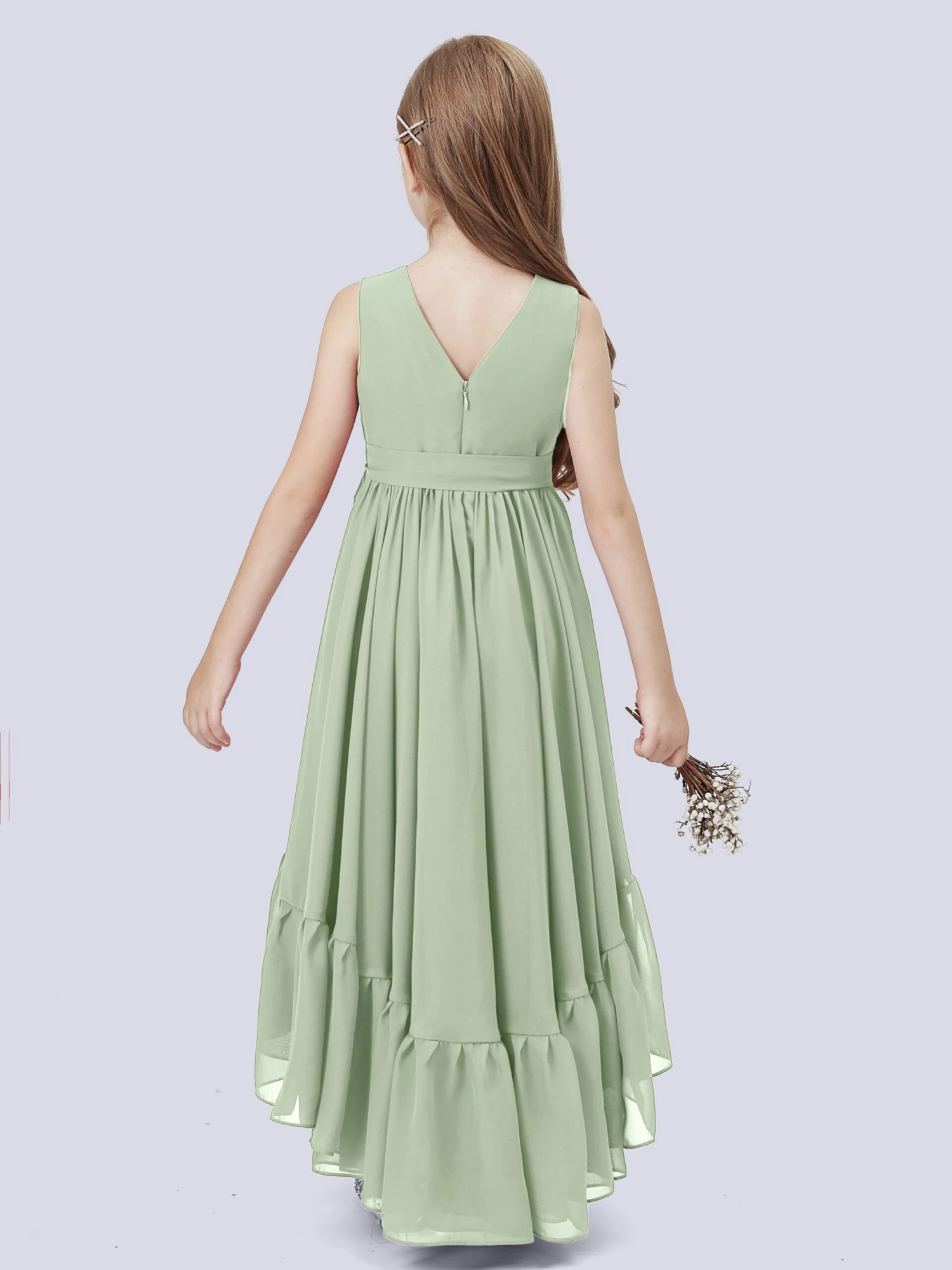Chiffon High-Low Junior Bridesmaid Dress - Image 6