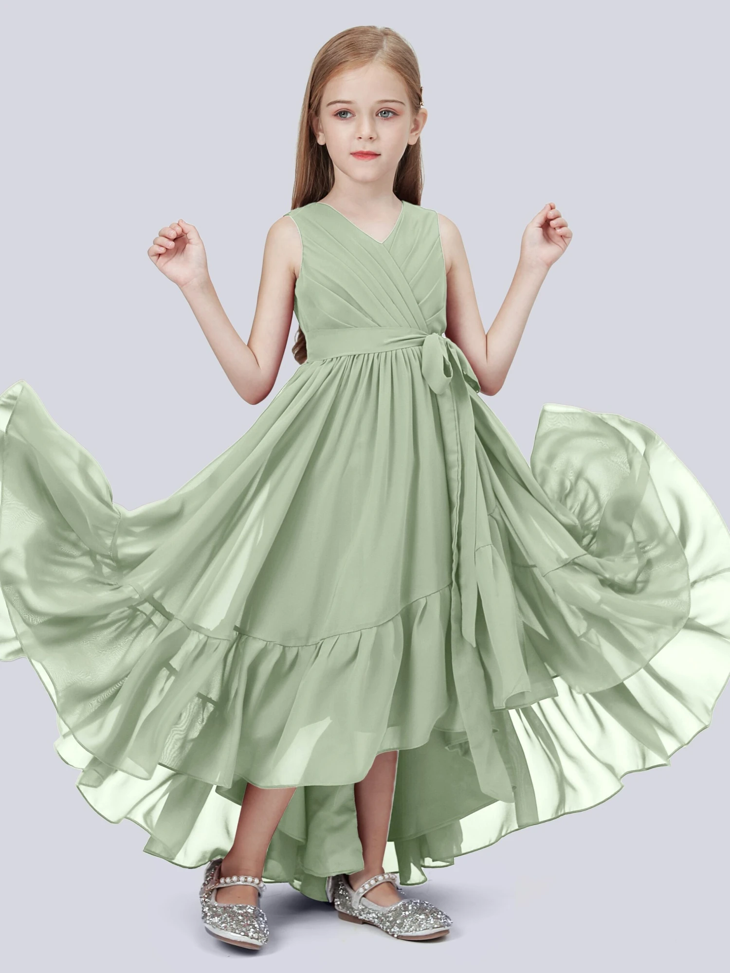 Chiffon High-Low Junior Bridesmaid Dress - Image 8
