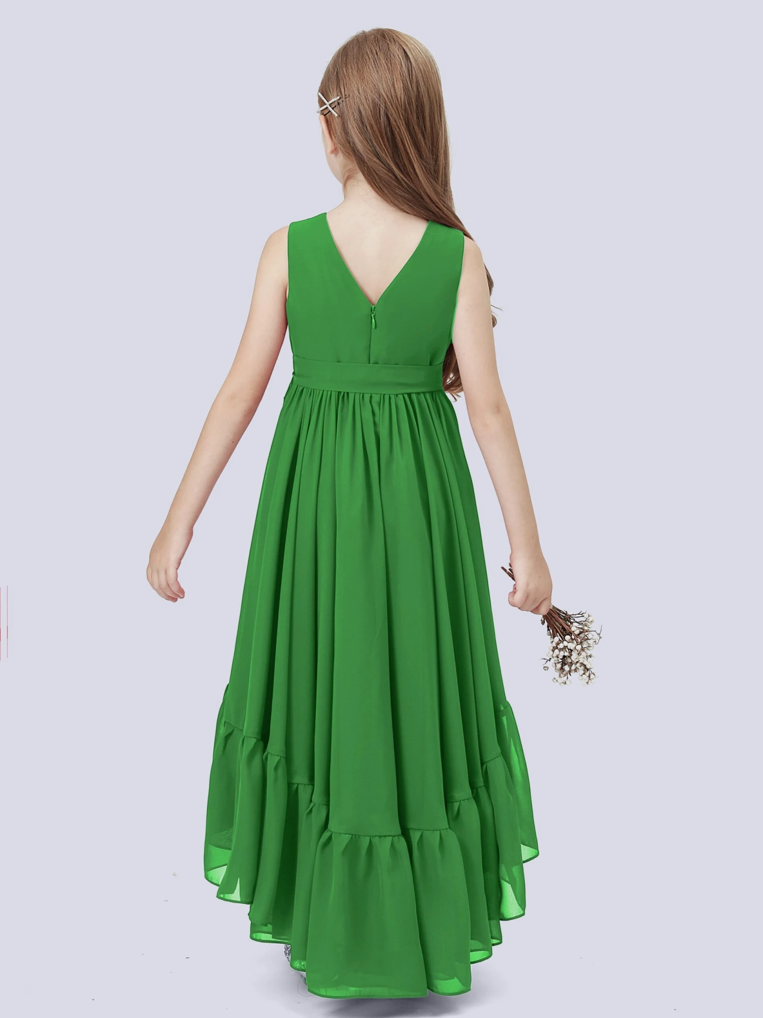 Chiffon High-Low Junior Bridesmaid Dress - Image 3