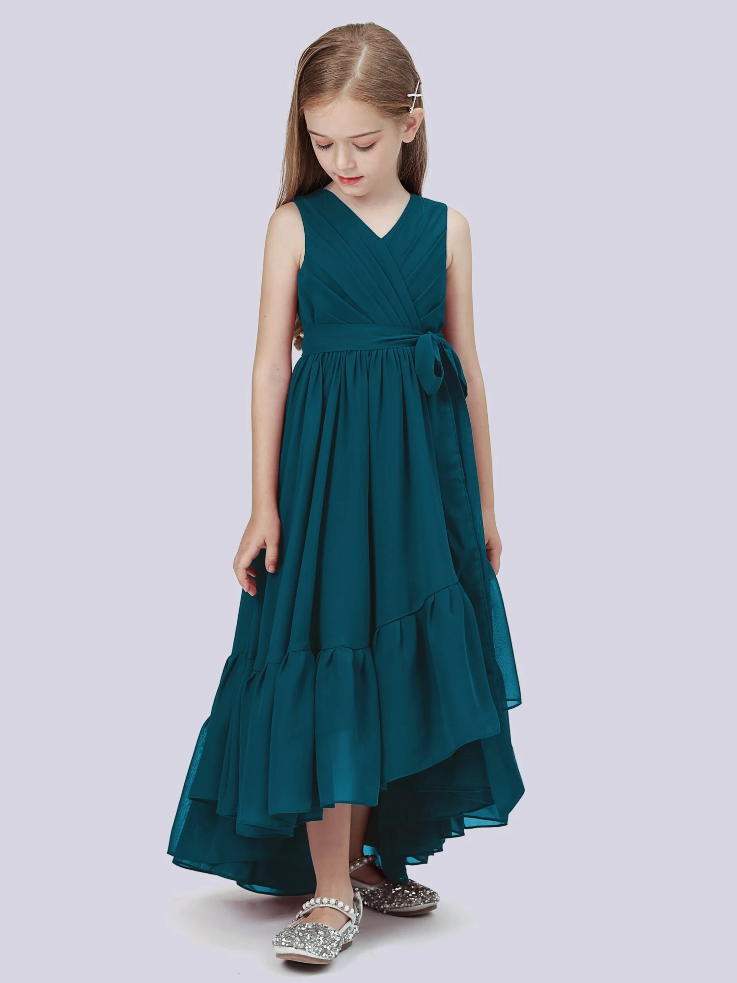 Chiffon High-Low Junior Bridesmaid Dress - Image 7