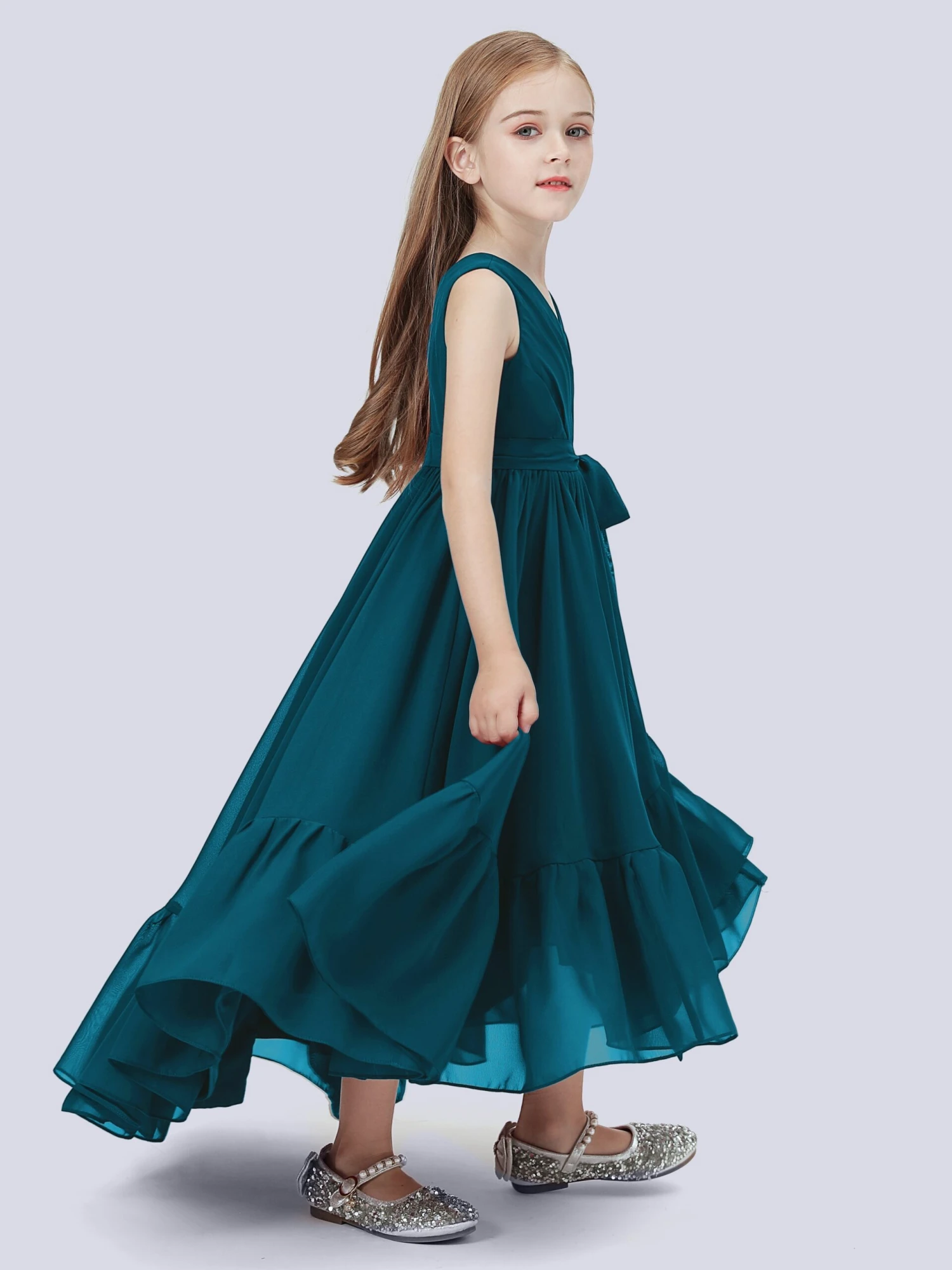 Chiffon High-Low Junior Bridesmaid Dress - Image 9