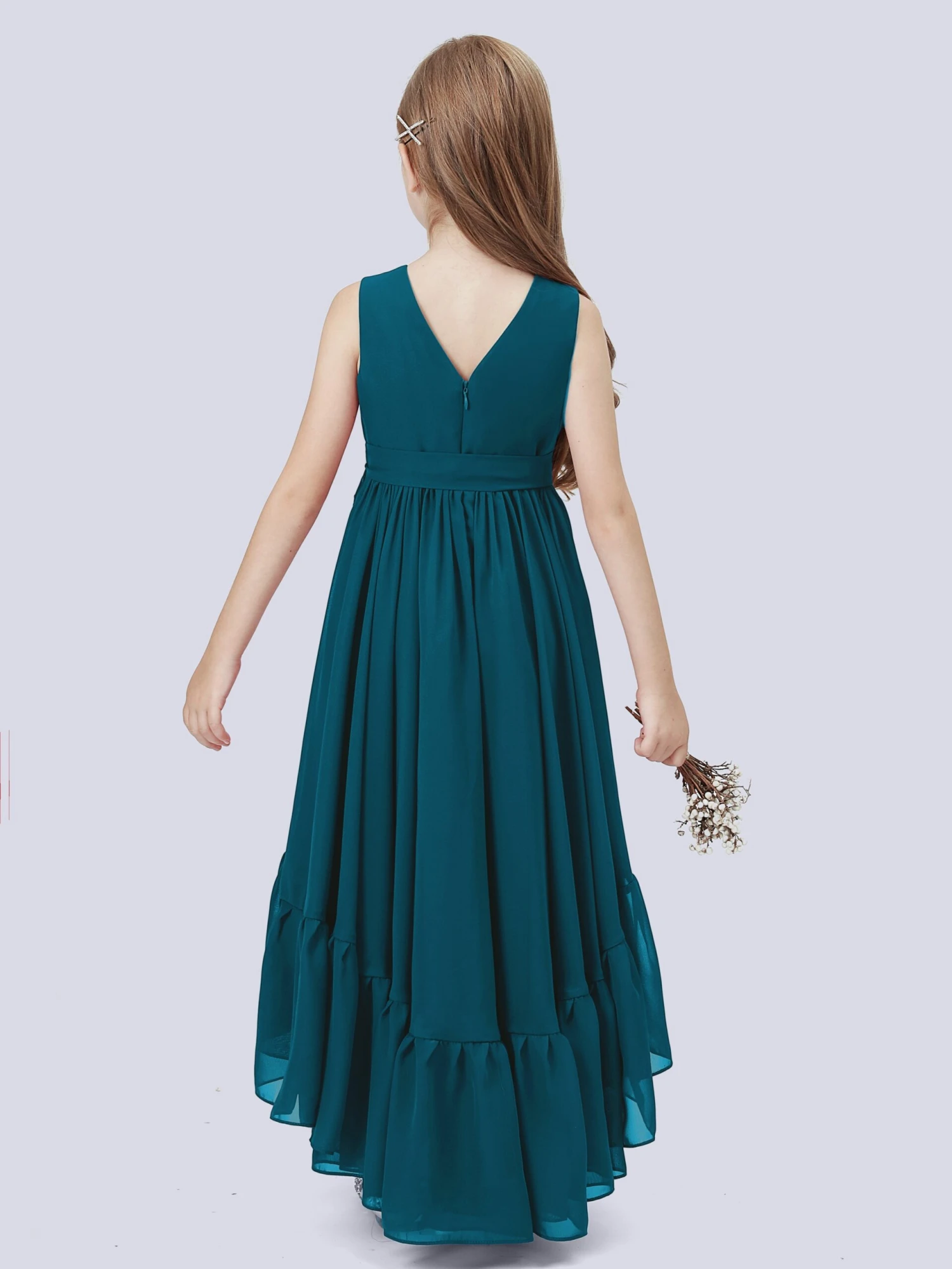 Chiffon High-Low Junior Bridesmaid Dress - Image 11