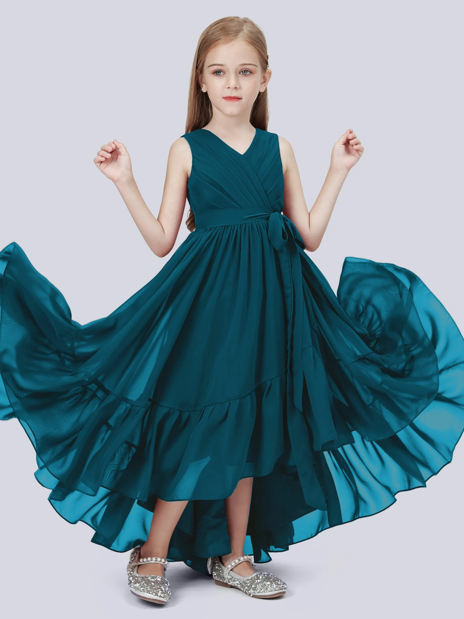 Chiffon High-Low Junior Bridesmaid Dress - Image 13