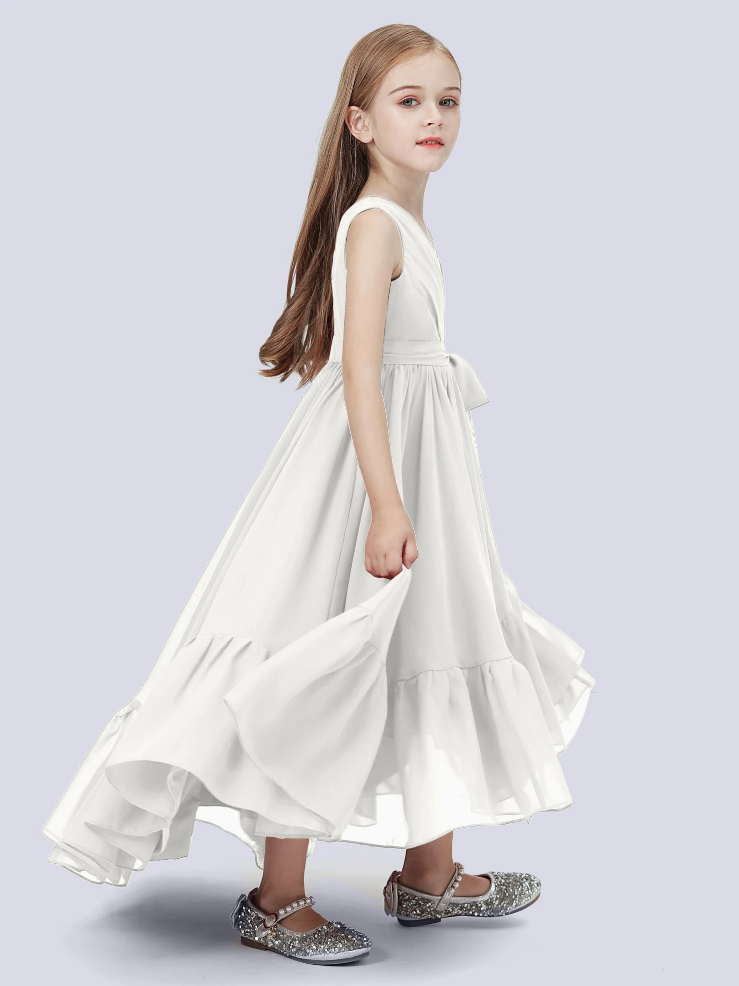 Chiffon High-Low Junior Bridesmaid Dress - Image 17