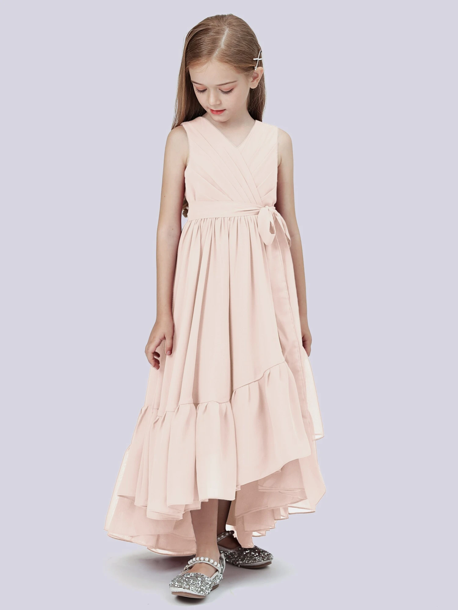 Chiffon High-Low Junior Bridesmaid Dress - Image 12