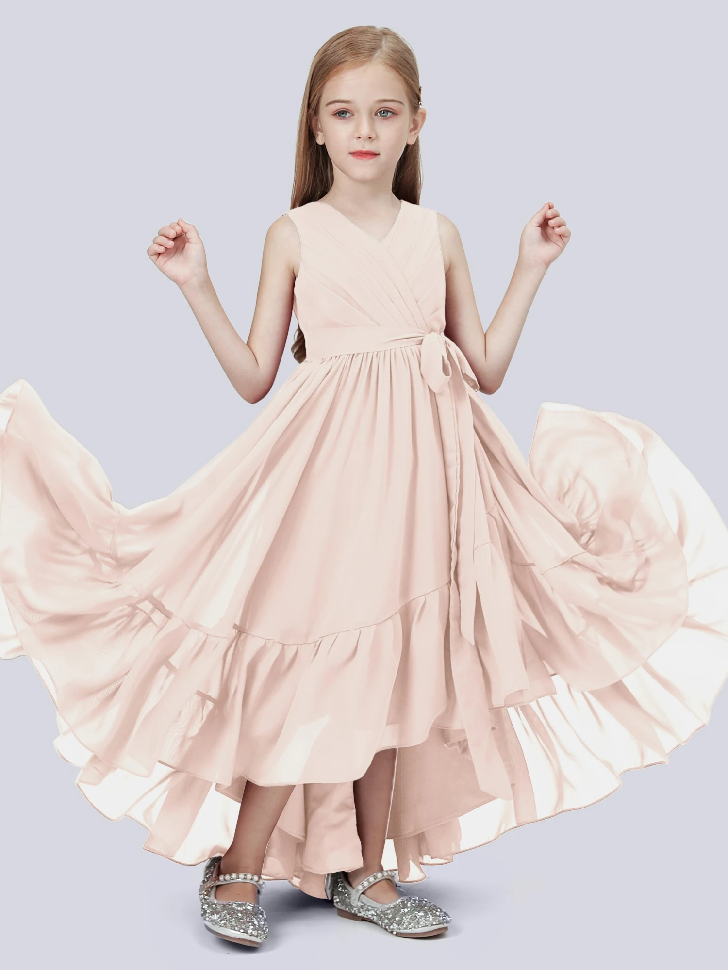 Chiffon High-Low Junior Bridesmaid Dress - Image 16