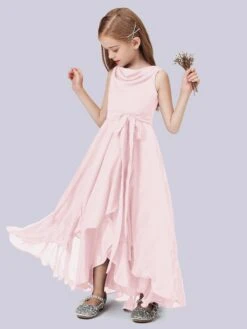 Cowl Junior Bridesmaid Dress With Cascade
